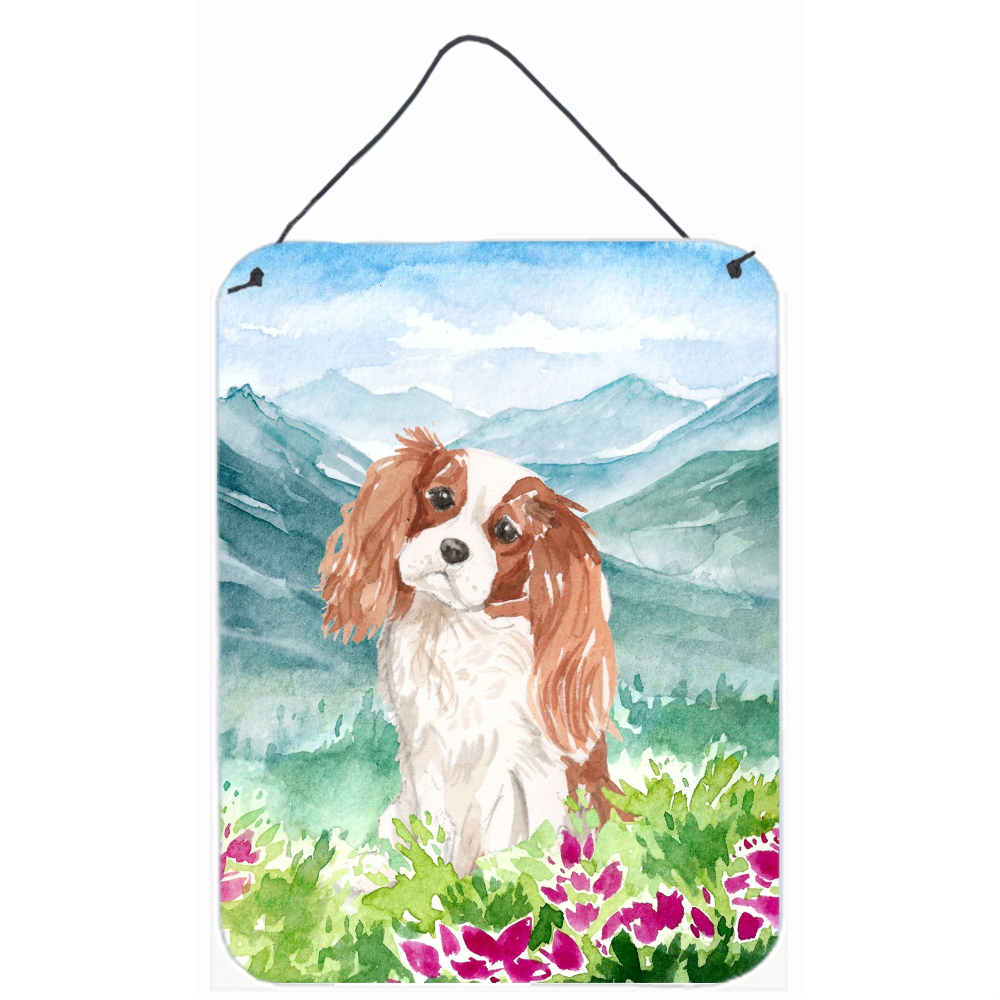 'Caroline'S Treasures Mountian Flowers Blenheim Cavalier Spaniel Door Hanging Prints Wall-Decor, Multicolor''