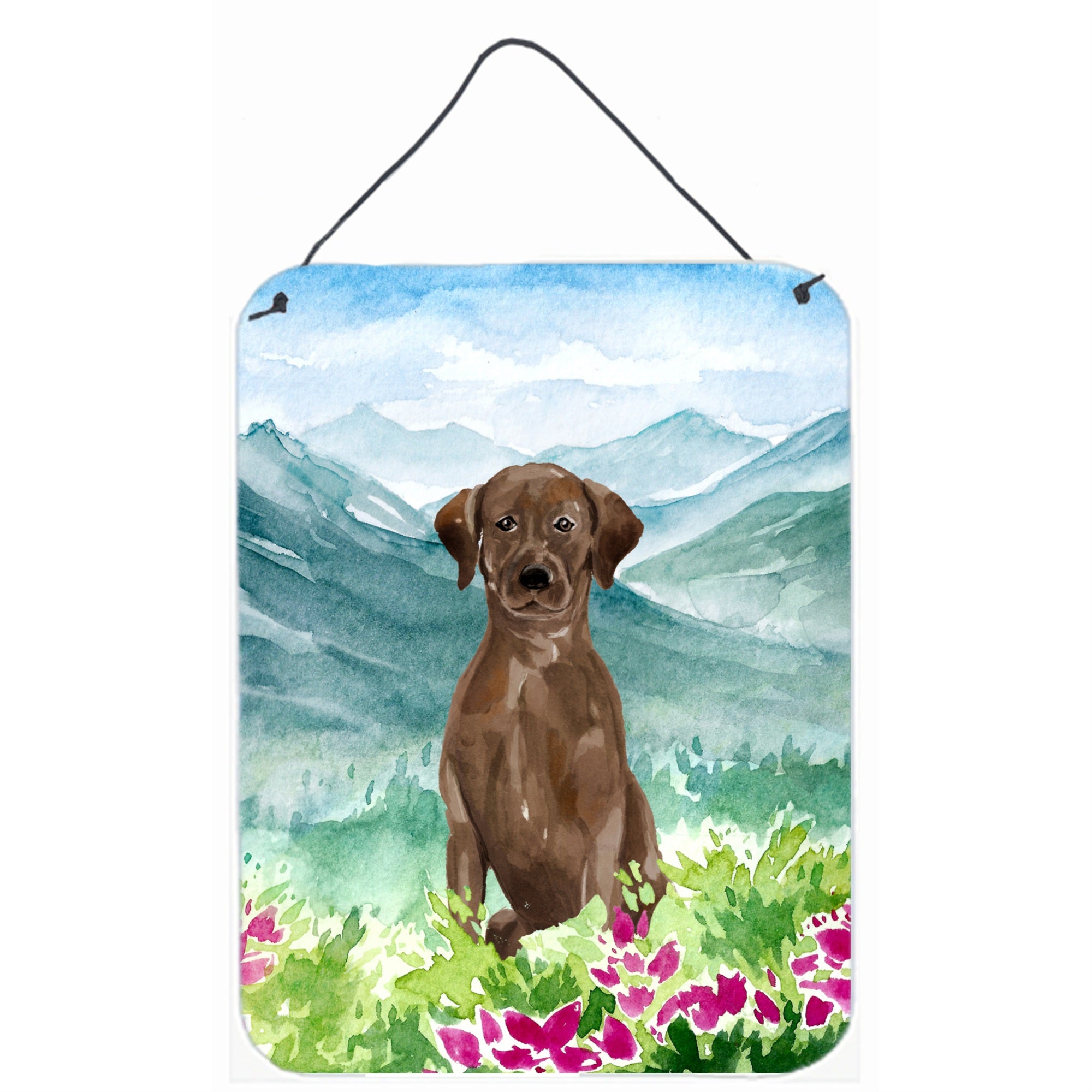 'Caroline'S Treasures Mountian Flowers Chocolate Lab Door Hanging Prints Wall-Decor, Multicolor''
