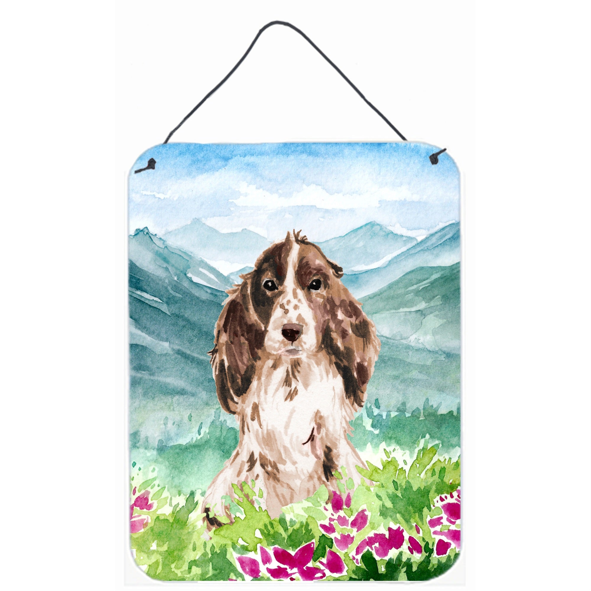 'Caroline'S Treasures Mountian Flowers Chocolate Parti Cocker Spaniel Door Hanging Prints Wall-Decor, Multicolor''
