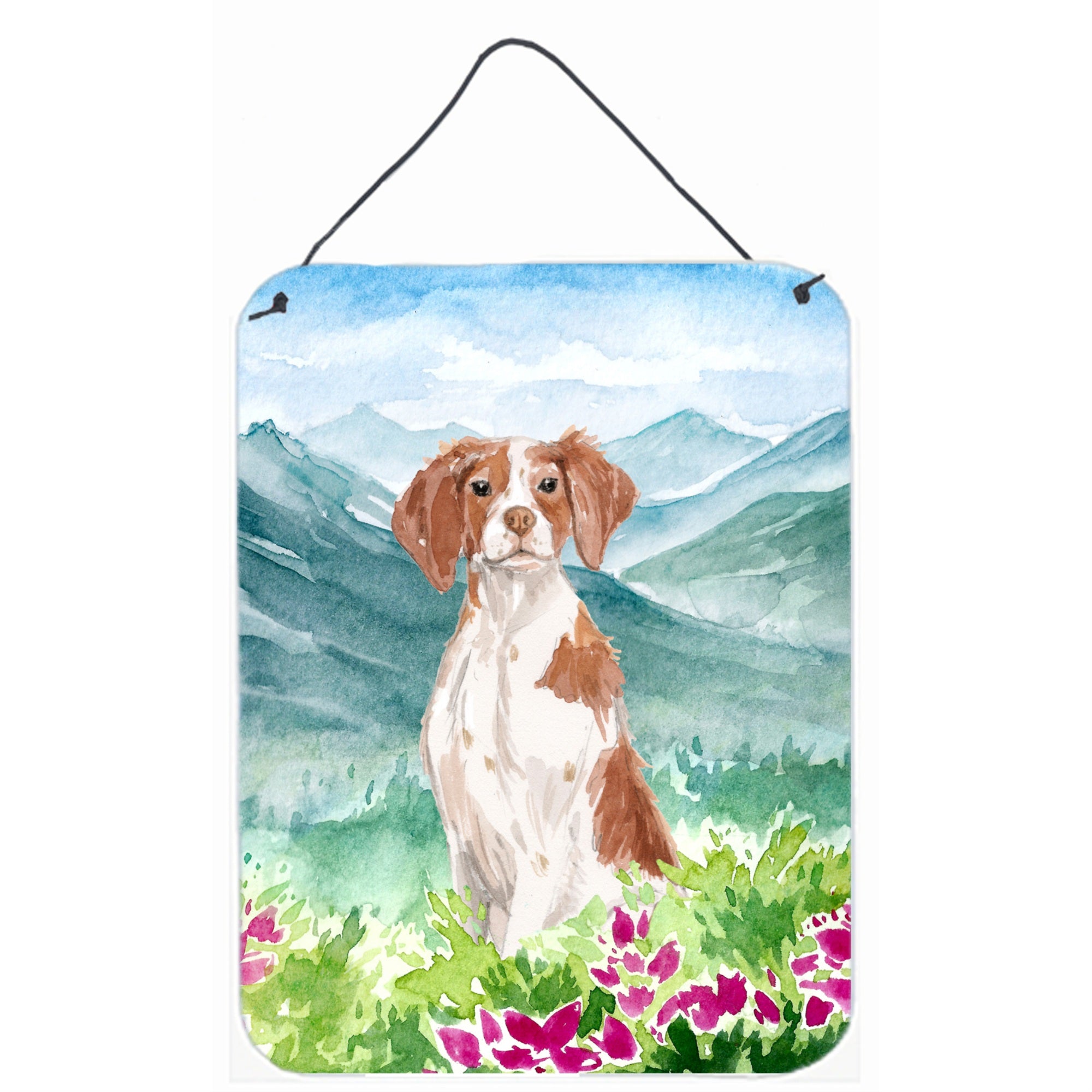 'Caroline'S Treasures Mountian Flowers Brittany Spaniel Door Hanging Prints Wall-Decor, Multicolor''