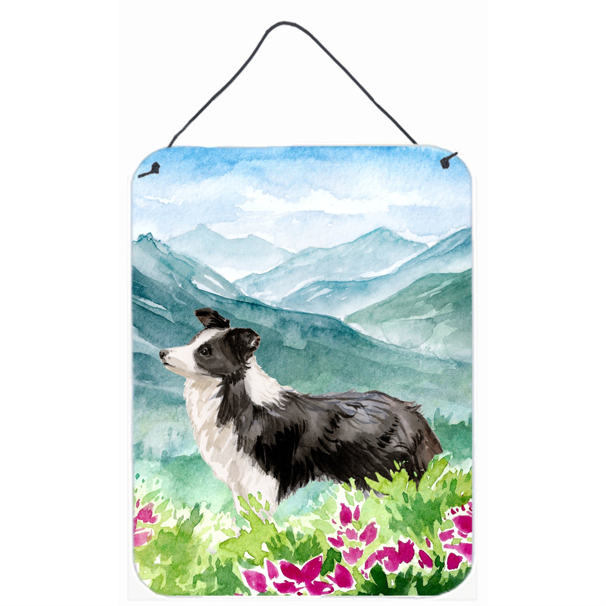 'Caroline'S Treasures Mountian Flowers Border Collie Door Hanging Prints Wall-Decor, Multicolor''