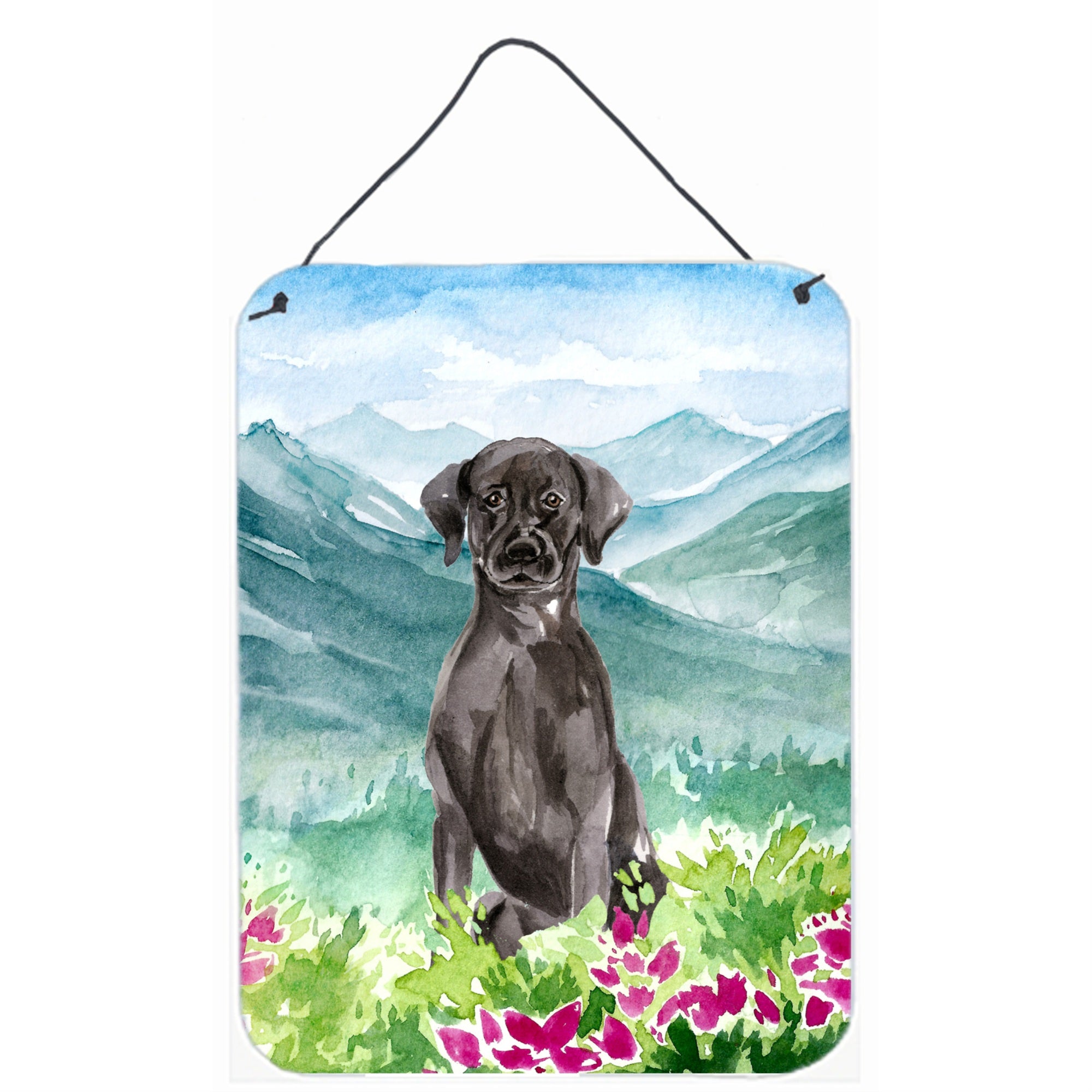 'Caroline'S Treasures Mountian Flowers Black Lab Door Hanging Prints Wall-Decor, Multicolor''