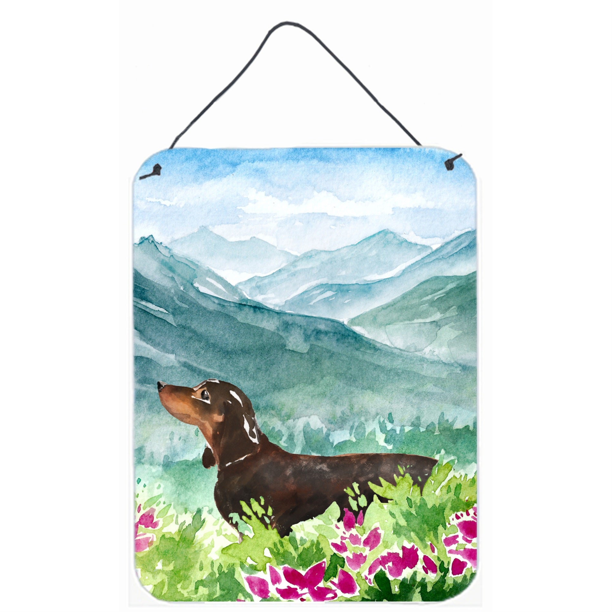 'Caroline'S Treasures Mountian Flowers Dachshund Door Hanging Prints Wall-Decor, Multicolor''