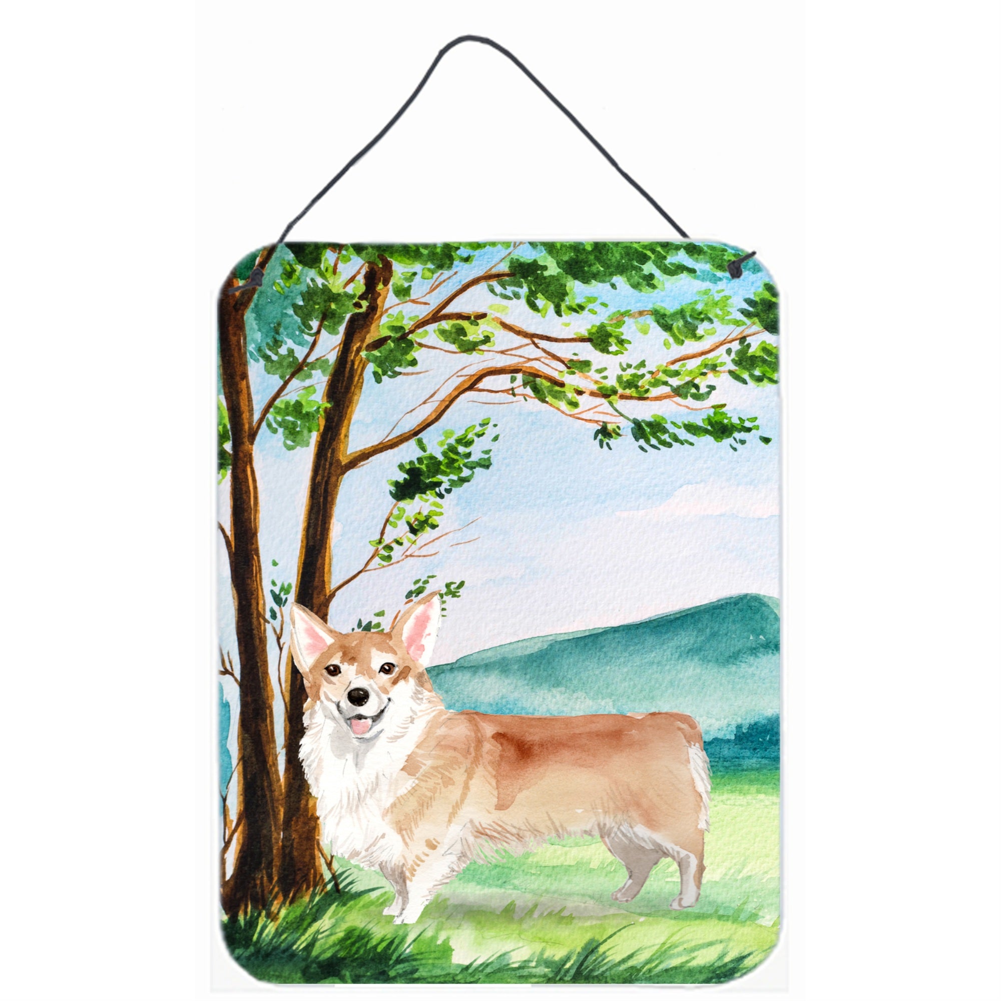 'Caroline'S Treasures Under The Tree Corgi Door Hanging Prints Wall-Decor, Multicolor''