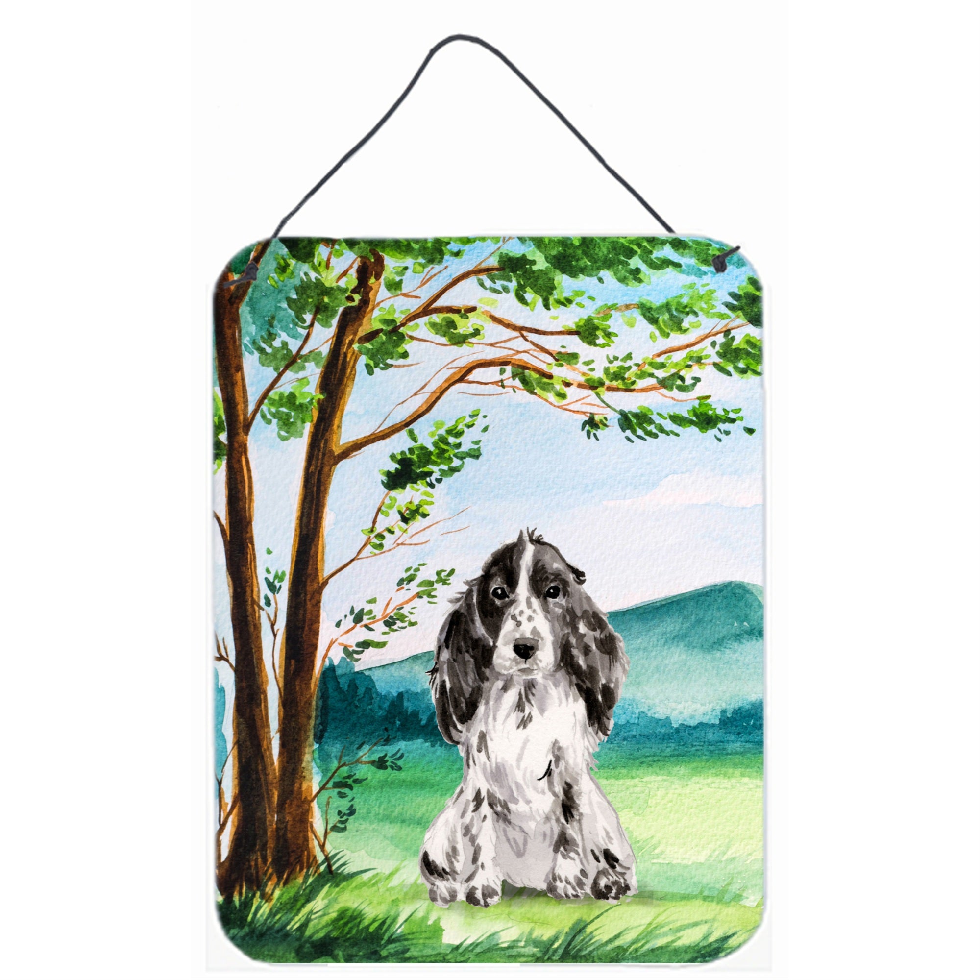 'Caroline'S Treasures Under The Tree Black Parti Cocker Spaniel Door Hanging Prints Wall-Decor, Multicolor''