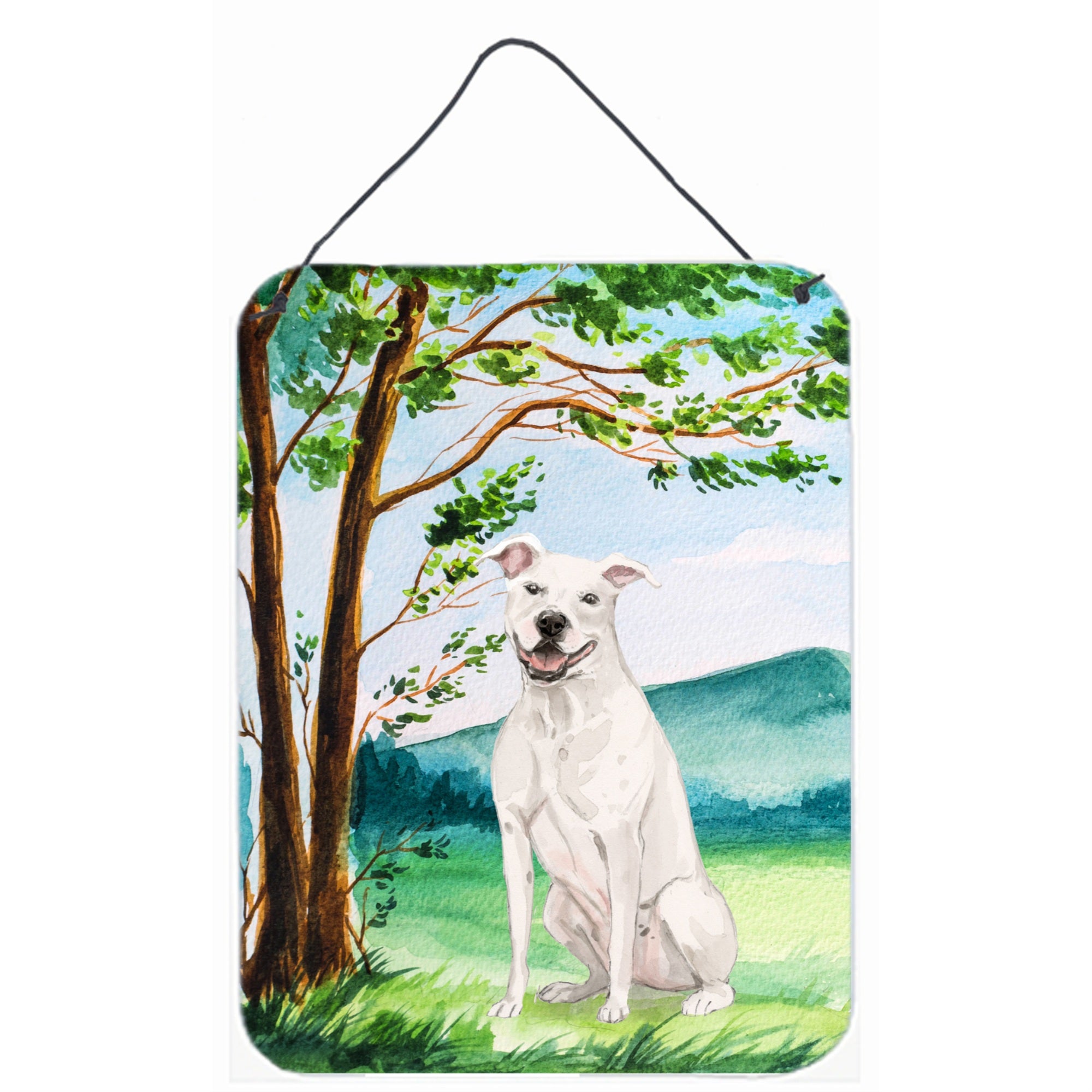 Caroline'S Treasures Under The Tree White Staffie Bull Terrier Door Hanging Prints Wall-Decor