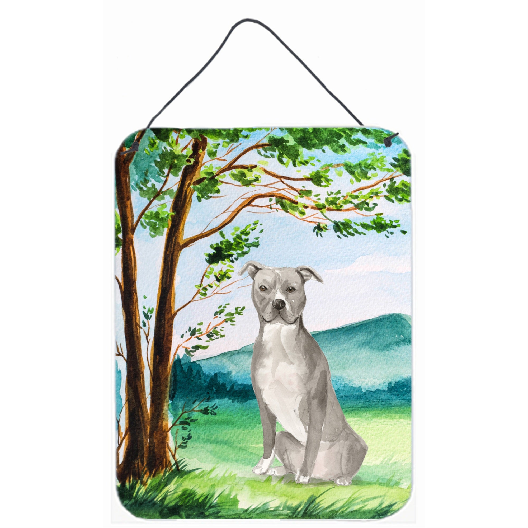 'Caroline'S Treasures Under The Tree Staffordshire Bull Terrier Door Hanging Prints Wall-Decor, Multicolor''