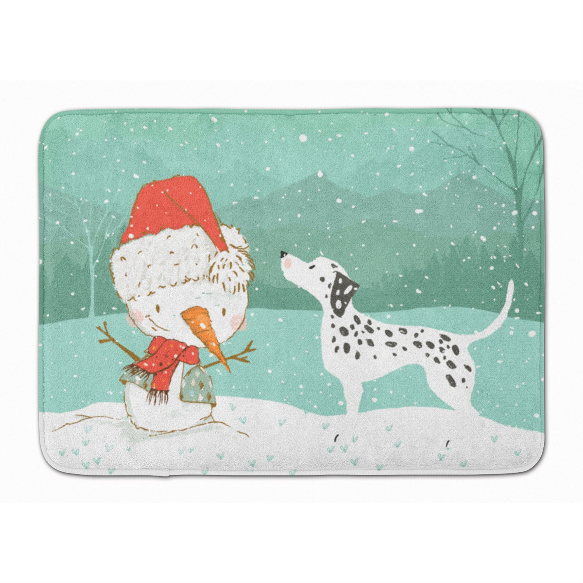 'Caroline'S Treasures Dalmatian And Snowman Christmas Machine Washable Memory Foam Mat, Multicolor''
