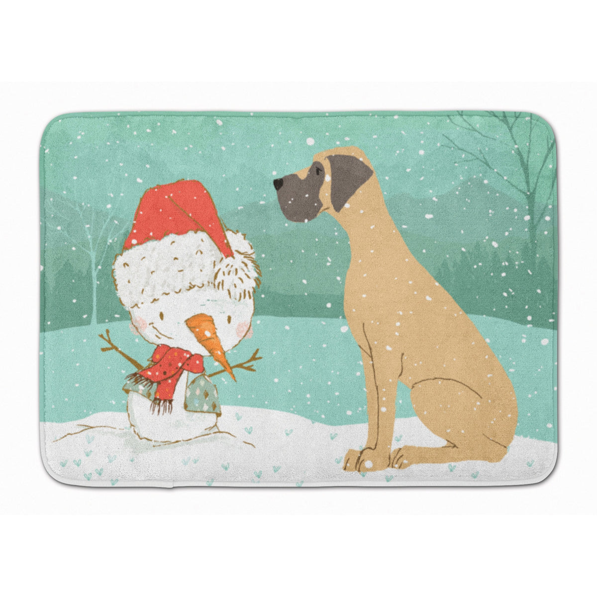 'Caroline'S Treasures Fawn Natural Dane Snowman Christmas Machine Washable Memory Foam Mat, Multicolor''