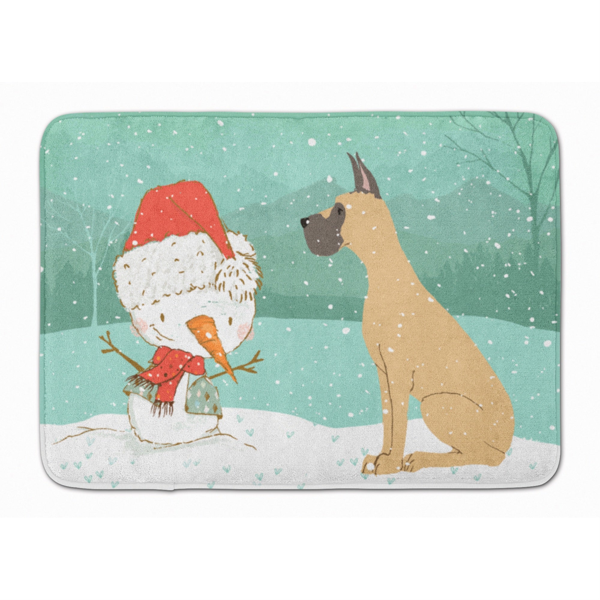 'Caroline'S Treasures Cropped Fawn Dane Snowman Christmas Machine Washable Memory Foam Mat, Multicolor''