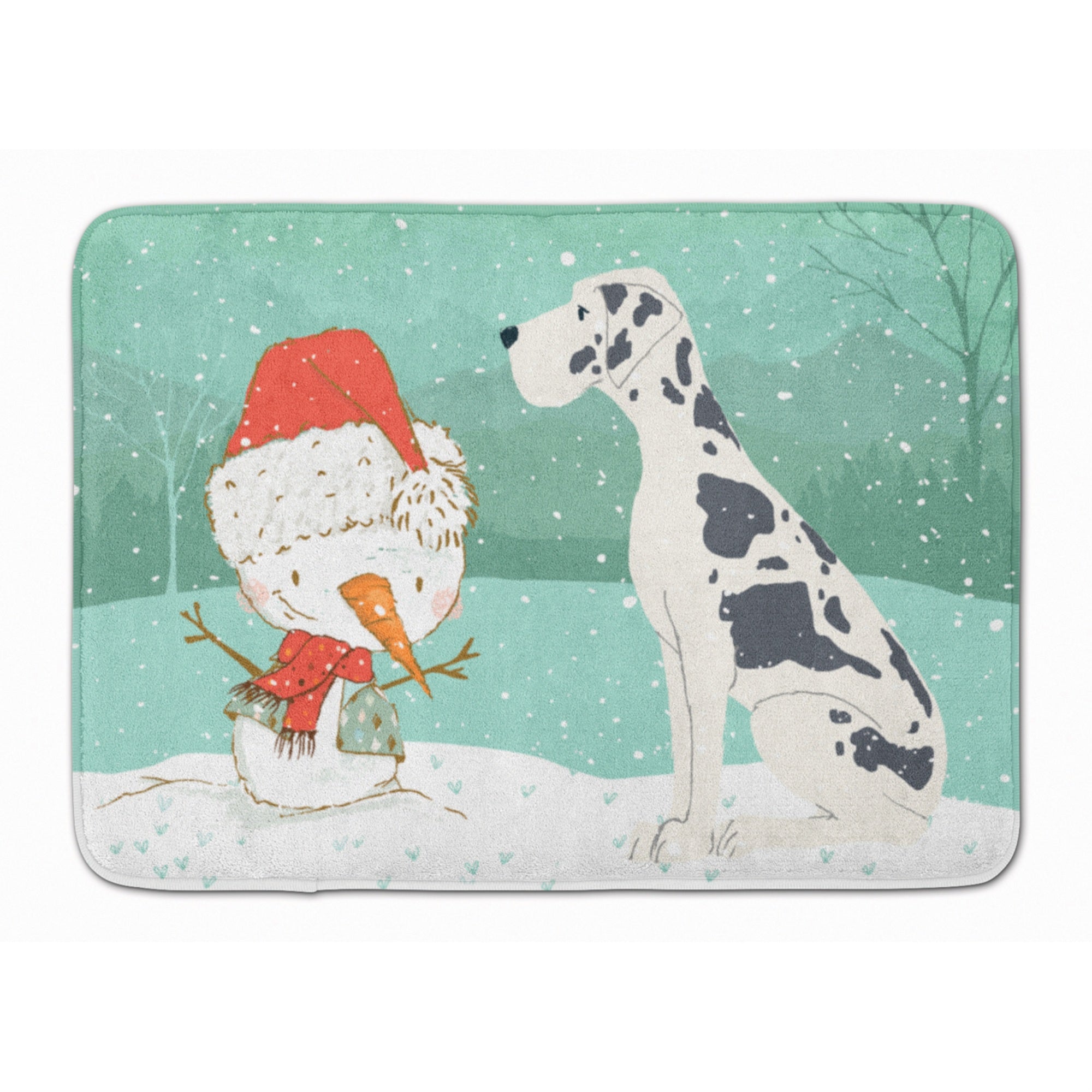 'Caroline'S Treasures Harlequin Dane Snowman Christmas Machine Washable Memory Foam Mat, Multicolor''