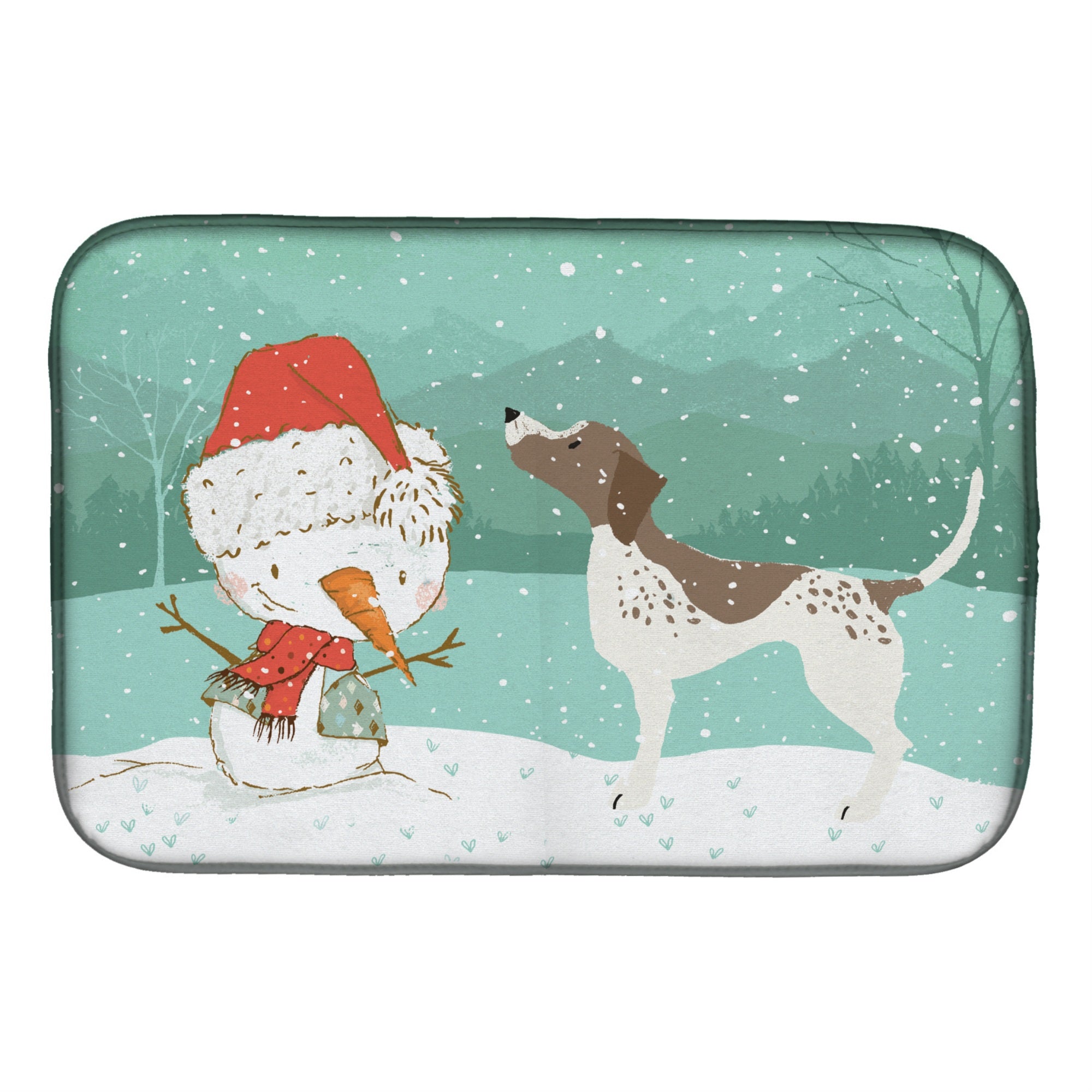 'Caroline'S Treasures German Shorthair Snowman Christmas Dish Drying Mat, 14 X 21, Multicolor''