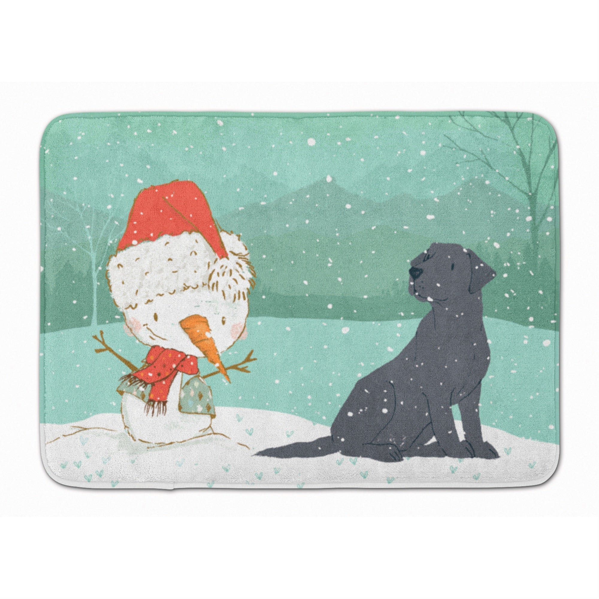 'Caroline'S Treasures Black Labrador Snowman Christmas Machine Washable Memory Foam Mat, Multicolor''