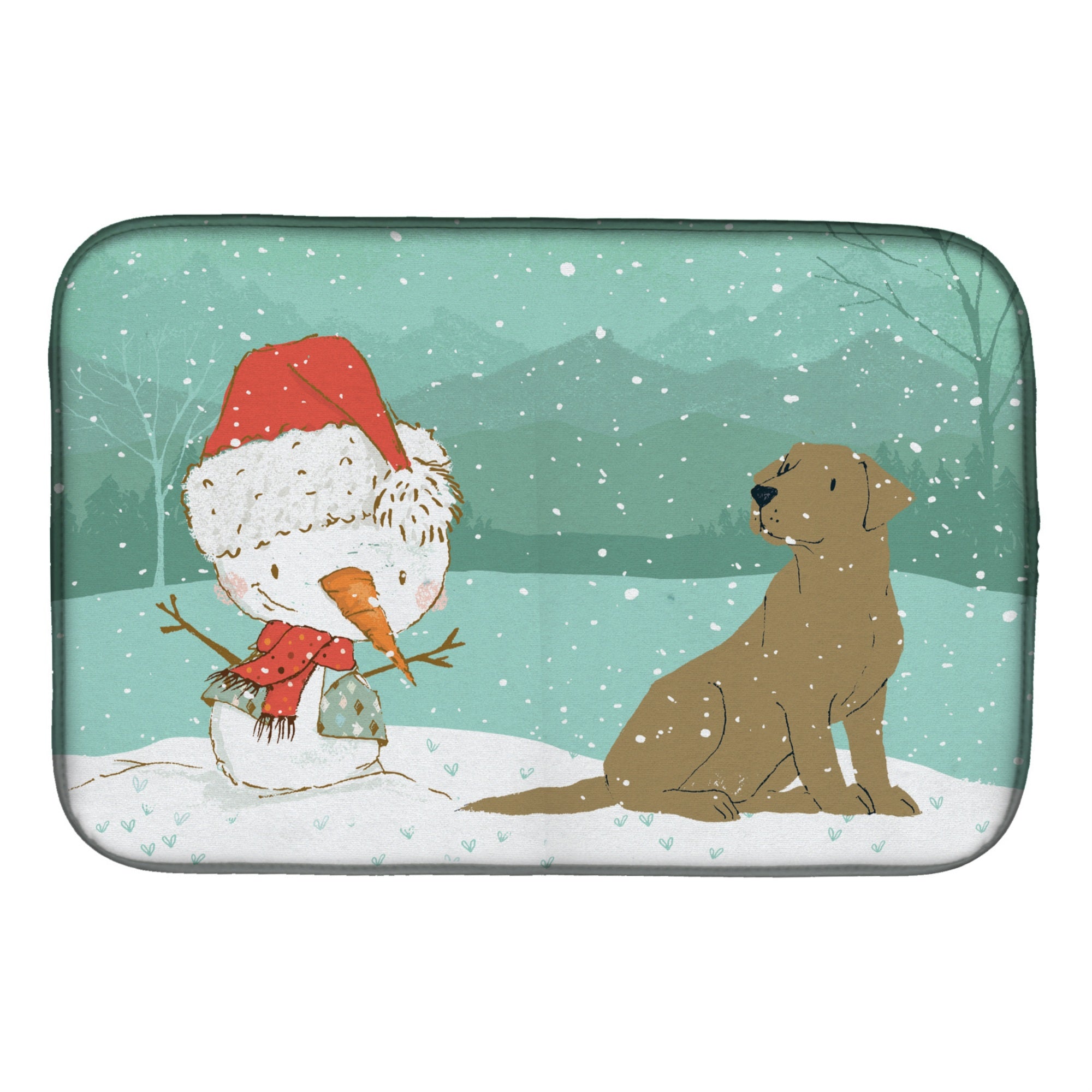 'Caroline'S Treasures Chocolate Labrador Snowman Christmas Dish Drying Mat, 14 X 21, Multicolor''