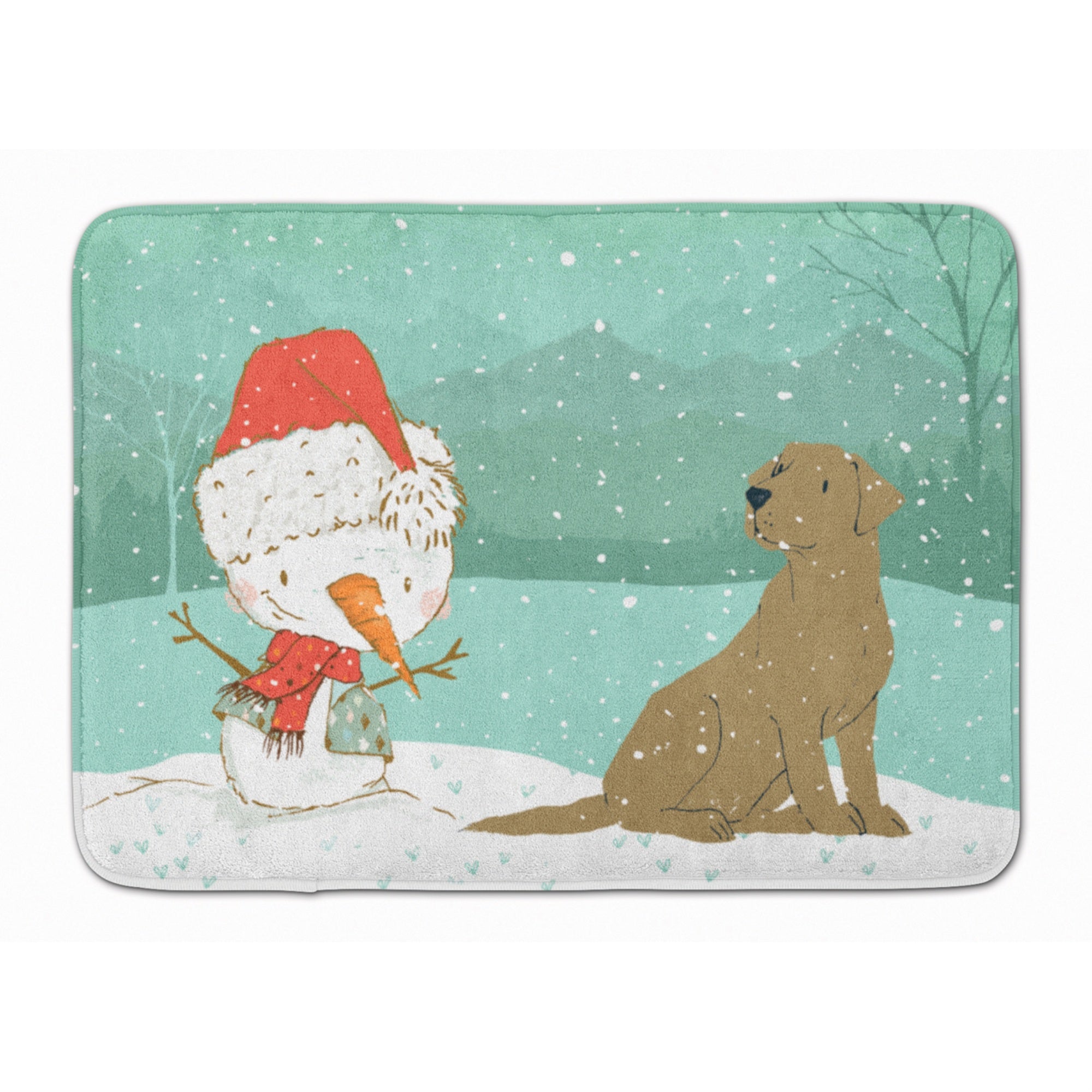 'Caroline'S Treasures Chocolate Labrador Snowman Christmas Machine Washable Memory Foam Mat, Multicolor''