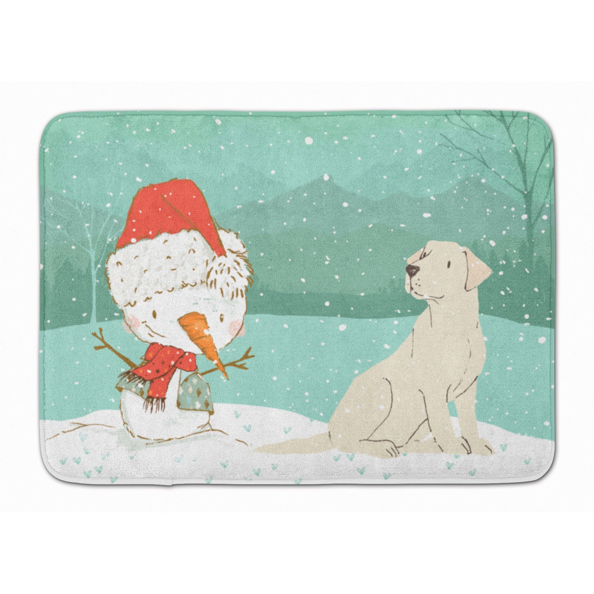Caroline'S Treasures Yellow Labrador Snowman Christmas Machine Washable Memory Foam Mat