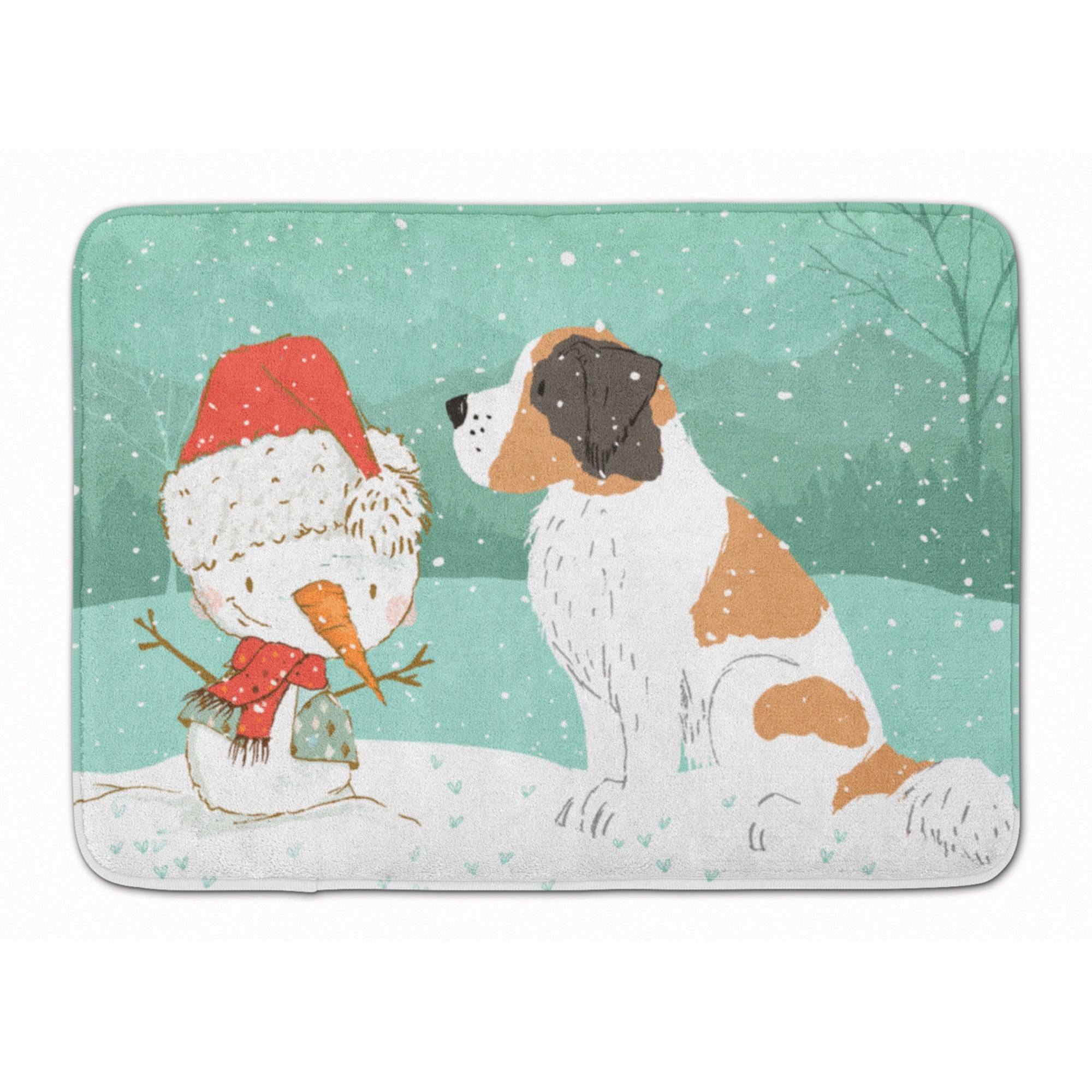 'Caroline'S Treasures Saint Bernard Snowman Christmas Machine Washable Memory Foam Mat, Multicolor''