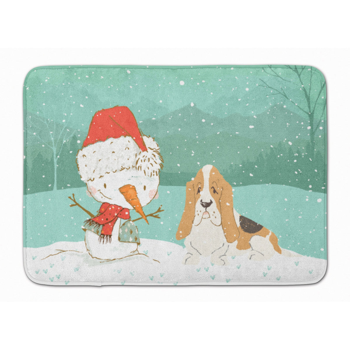'Caroline'S Treasures Basset Hound Snowman Christmas Machine Washable Memory Foam Mat, Multicolor''