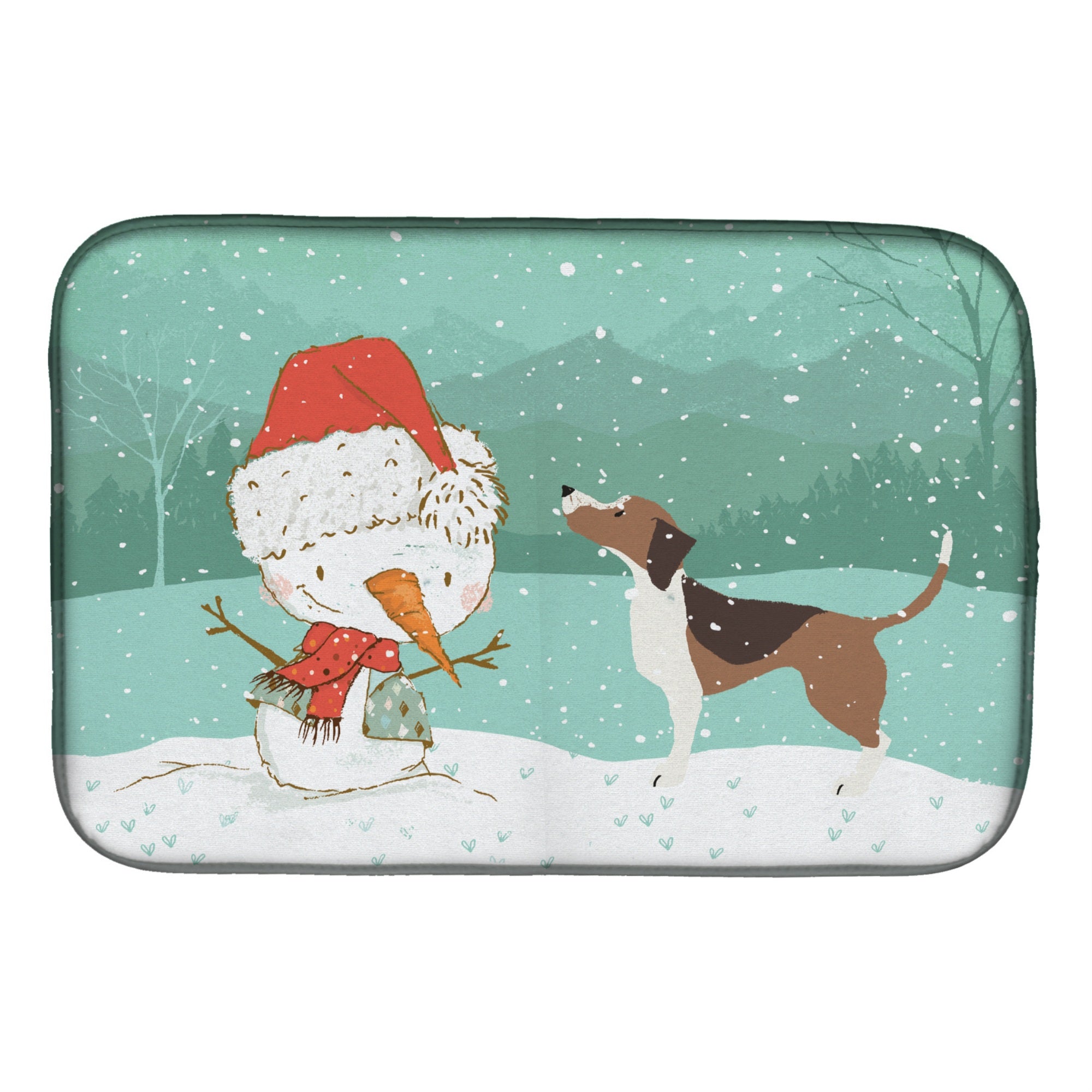 'Caroline'S Treasures Beagle Snowman Christmas Dish Drying Mat, 14 X 21''