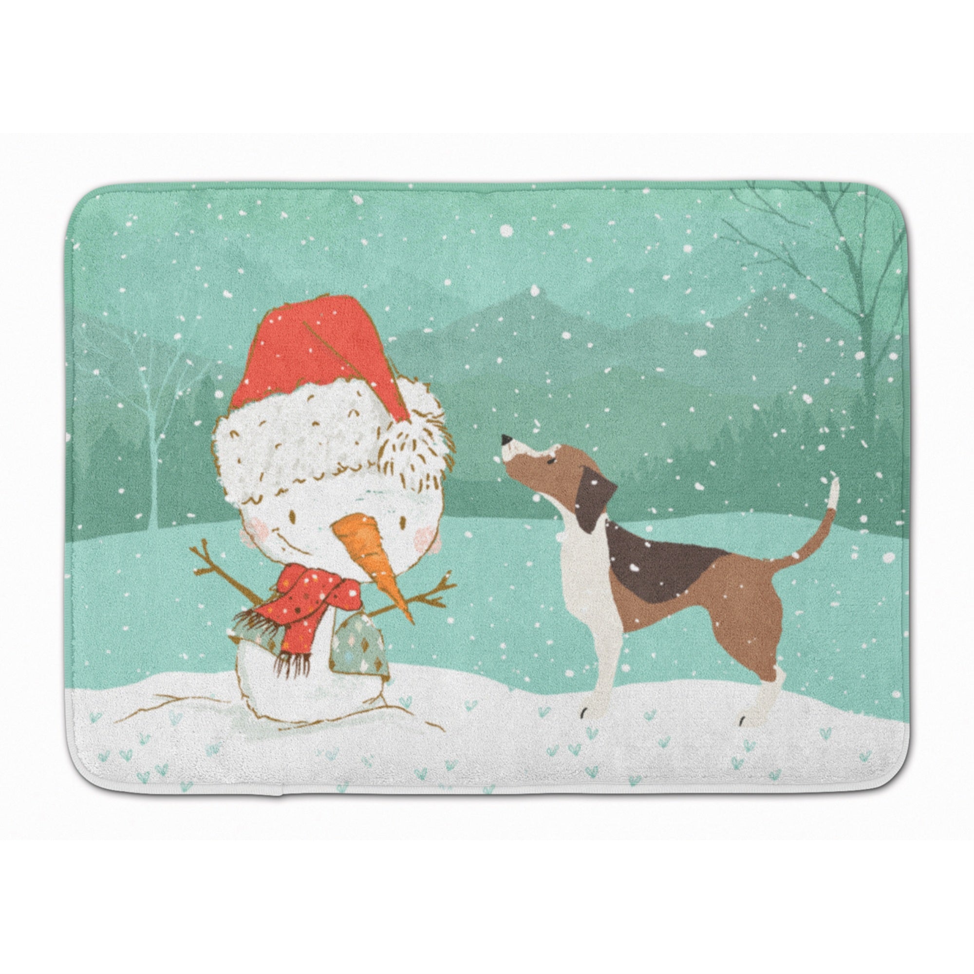 'Caroline'S Treasures Beagle Snowman Christmas Machine Washable Memory Foam Mat, Multicolor''