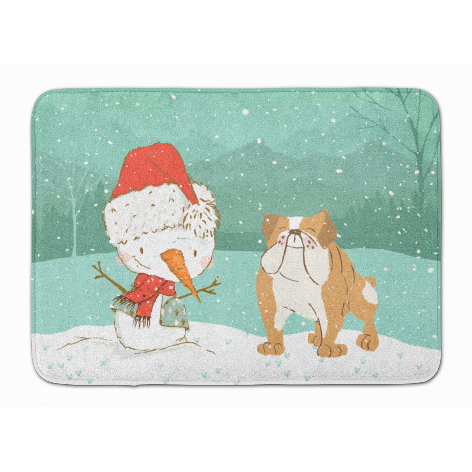 'Caroline'S Treasures English Bulldog Snowman Christmas Machine Washable Memory Foam Mat, Multicolor''