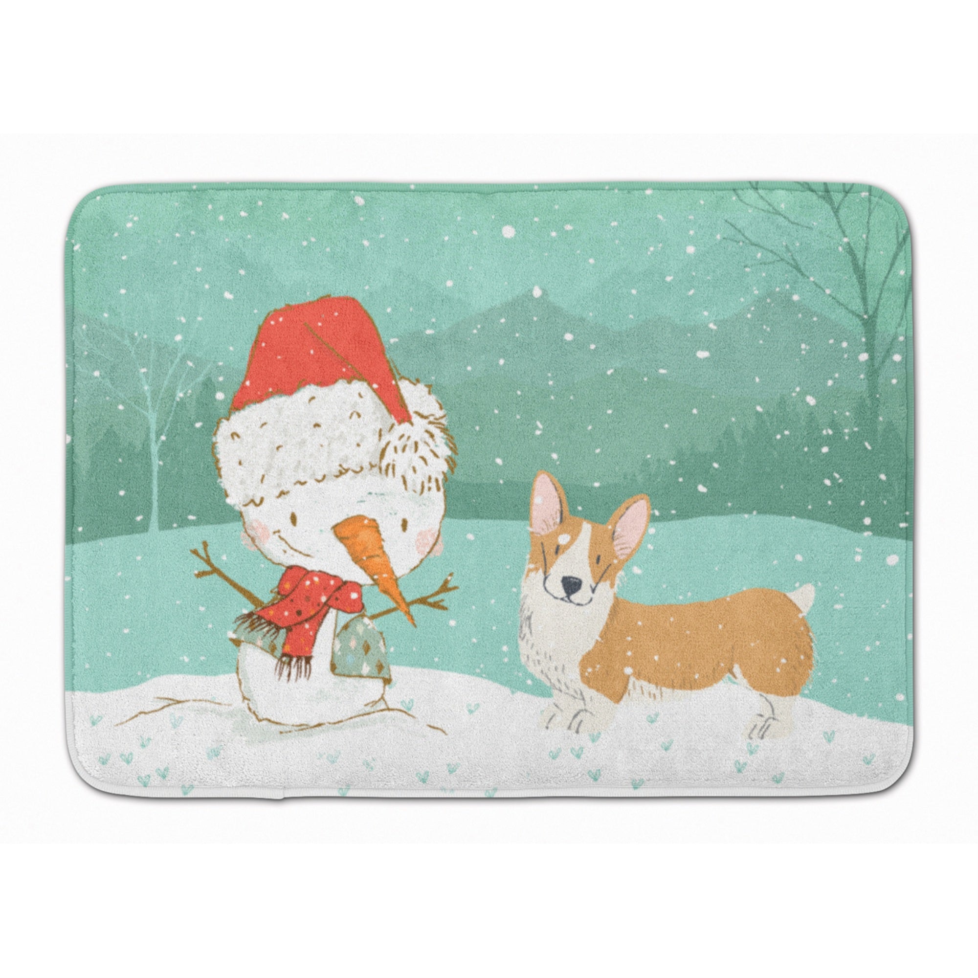 'Caroline'S Treasures Pembroke Corgi Snowman Christmas Machine Washable Memory Foam Mat, Multicolor''