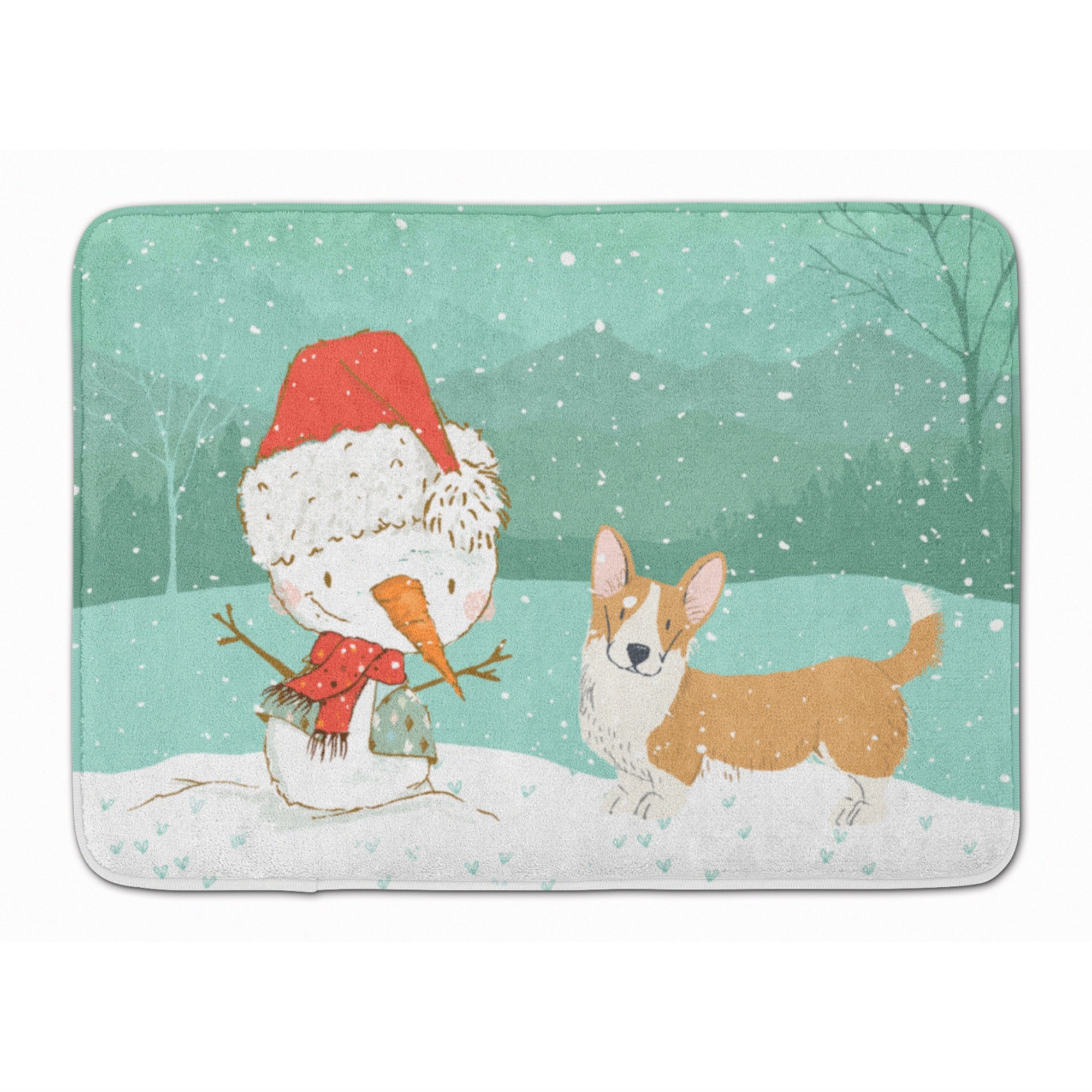 'Caroline'S Treasures Cardigan Corgi Snowman Christmas Machine Washable Memory Foam Mat, Multicolor''