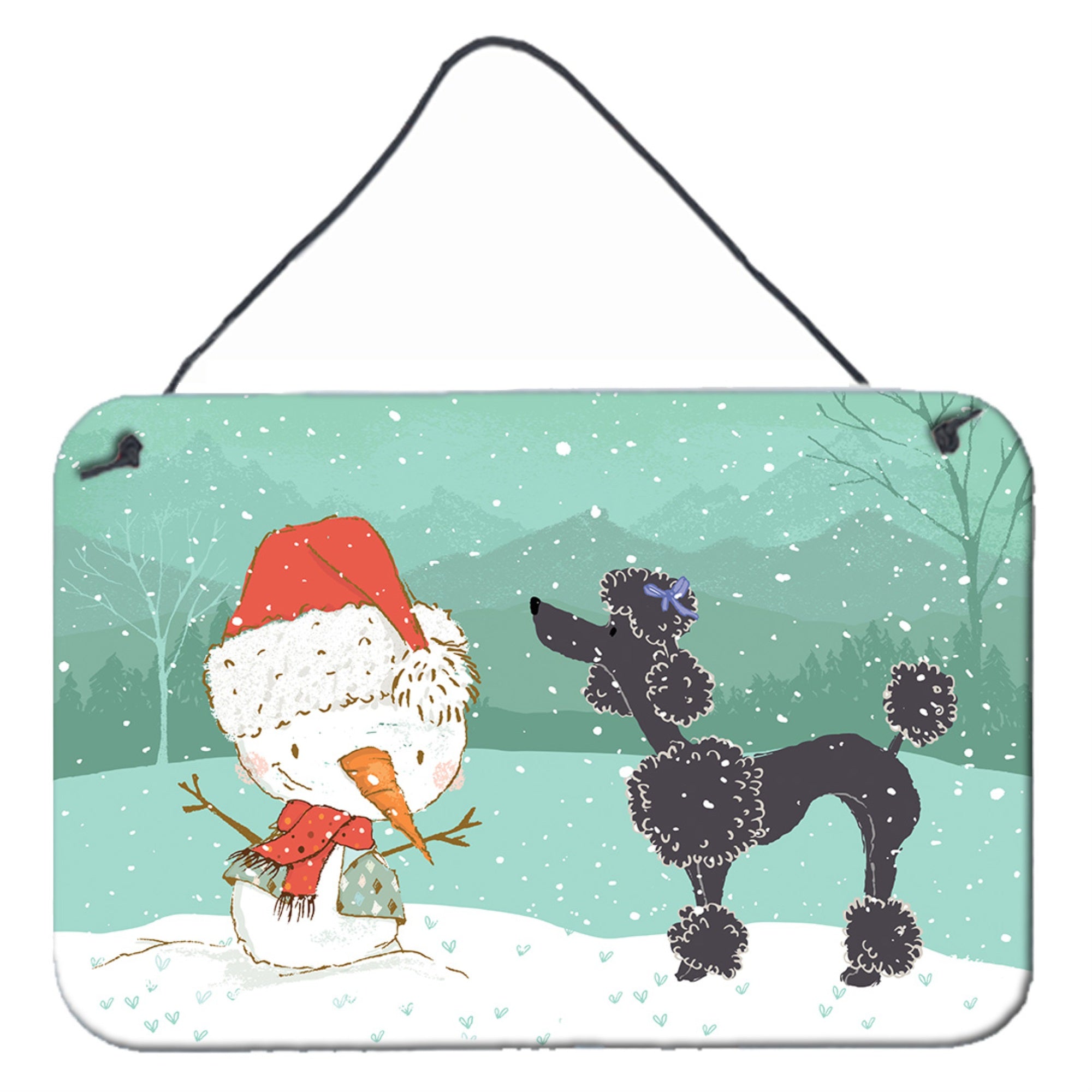 Caroline'S Treasures Snowman Black Poodle Christmas Wall Or Door Hanging Prints