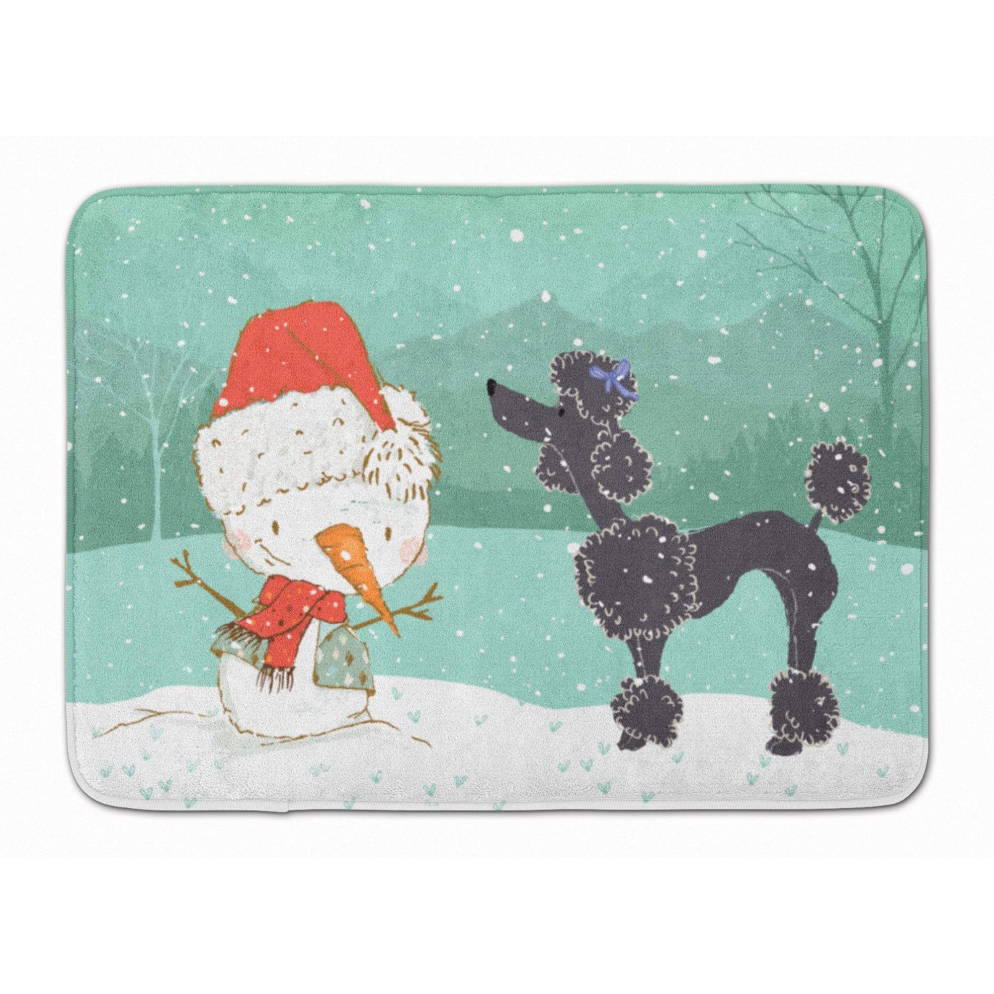 'Caroline'S Treasures Black Poodle Snowman Christmas Machine Washable Memory Foam Mat, Multicolor''