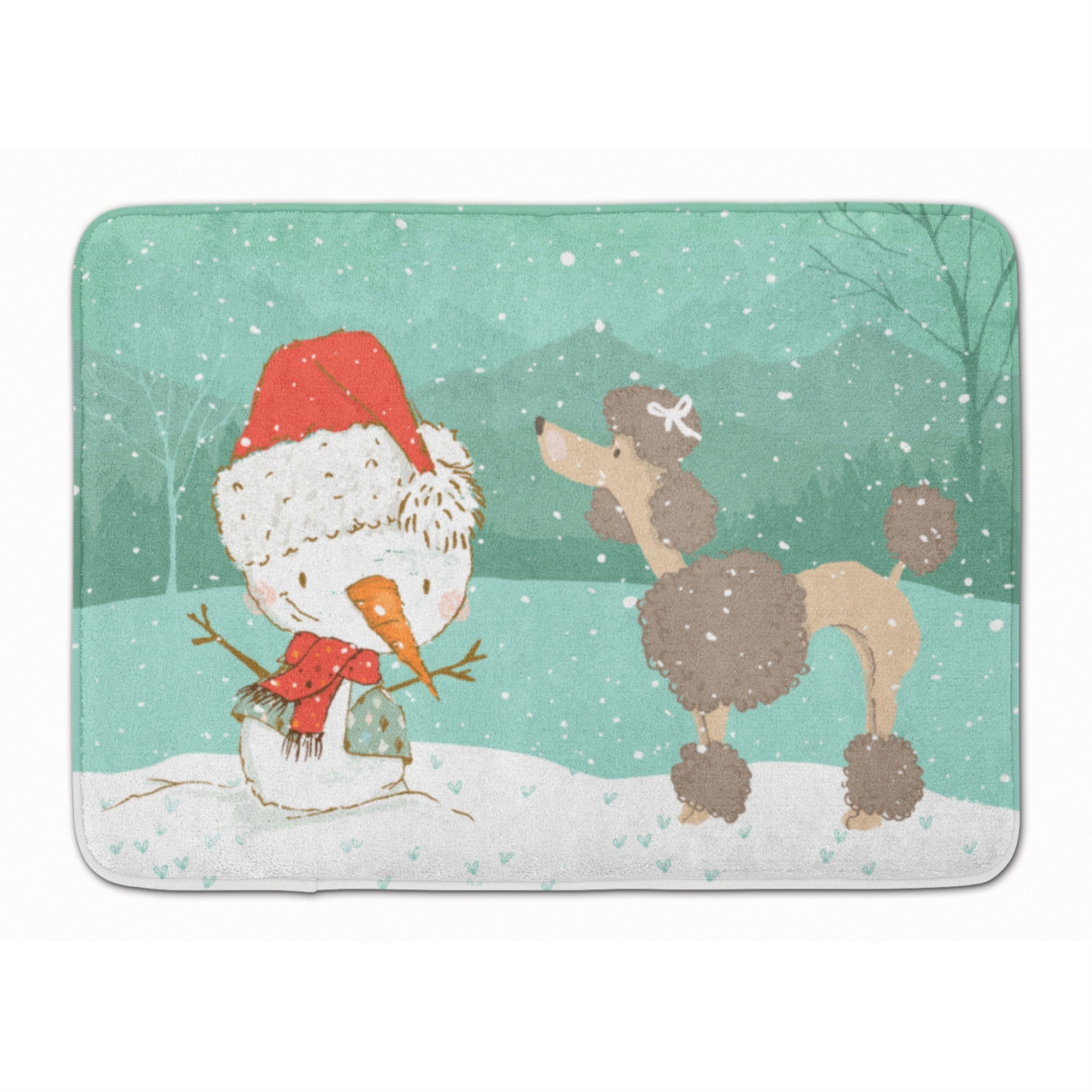 'Caroline'S Treasures Chocolate Poodle Snowman Christmas Machine Washable Memory Foam Mat, Multicolor''