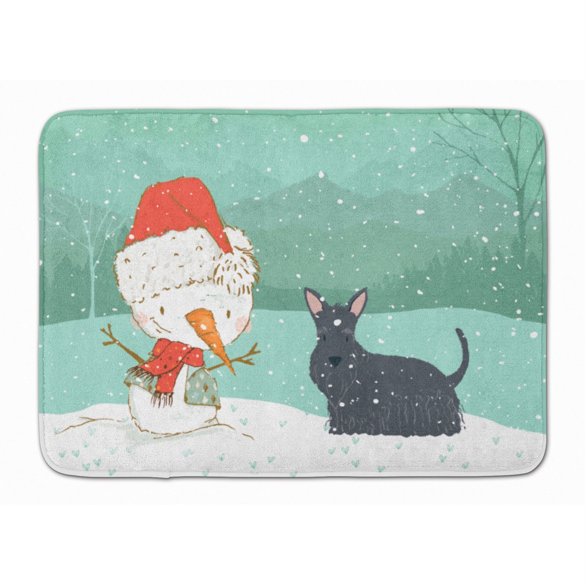'Caroline'S Treasures Scottish Terrier Snowman Christmas Machine Washable Memory Foam Mat, Multicolor''