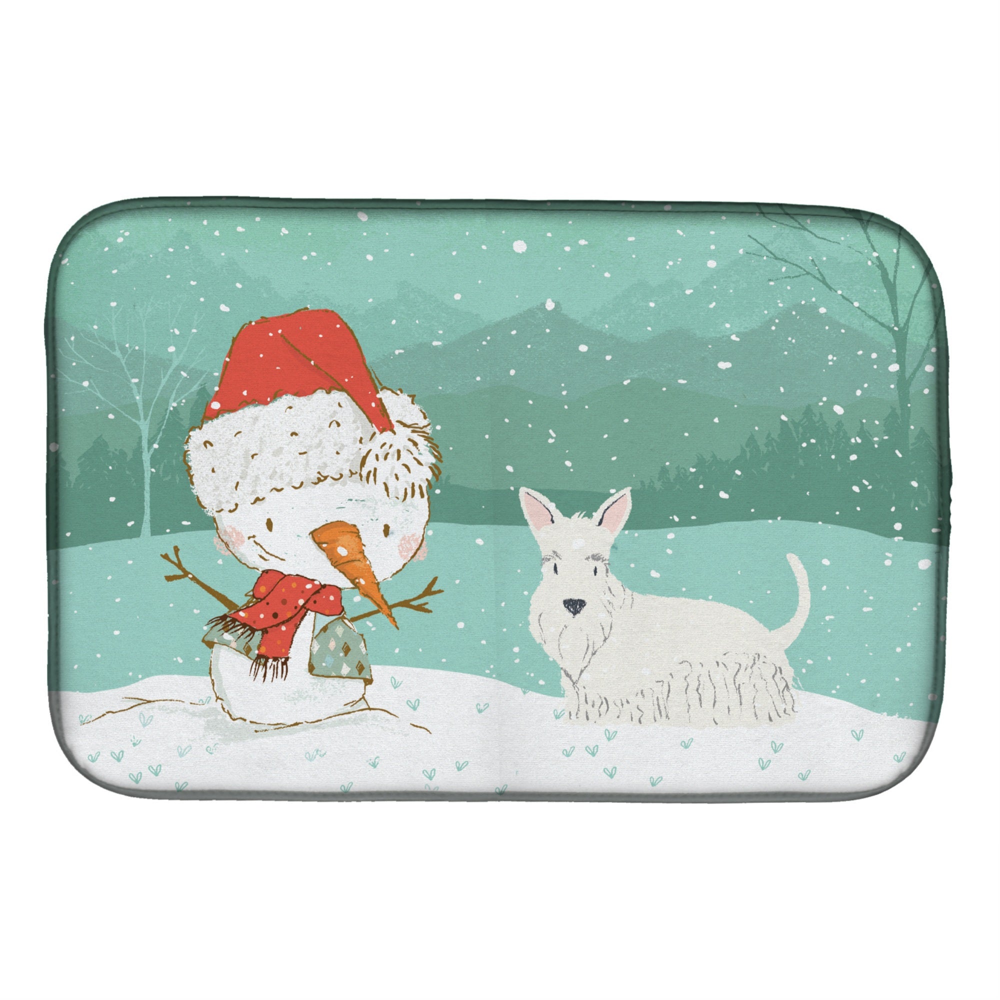 'Caroline'S Treasures Wheaten Scottish Terrier Snowman Christmas Dish Drying Mat, 14 X 21''