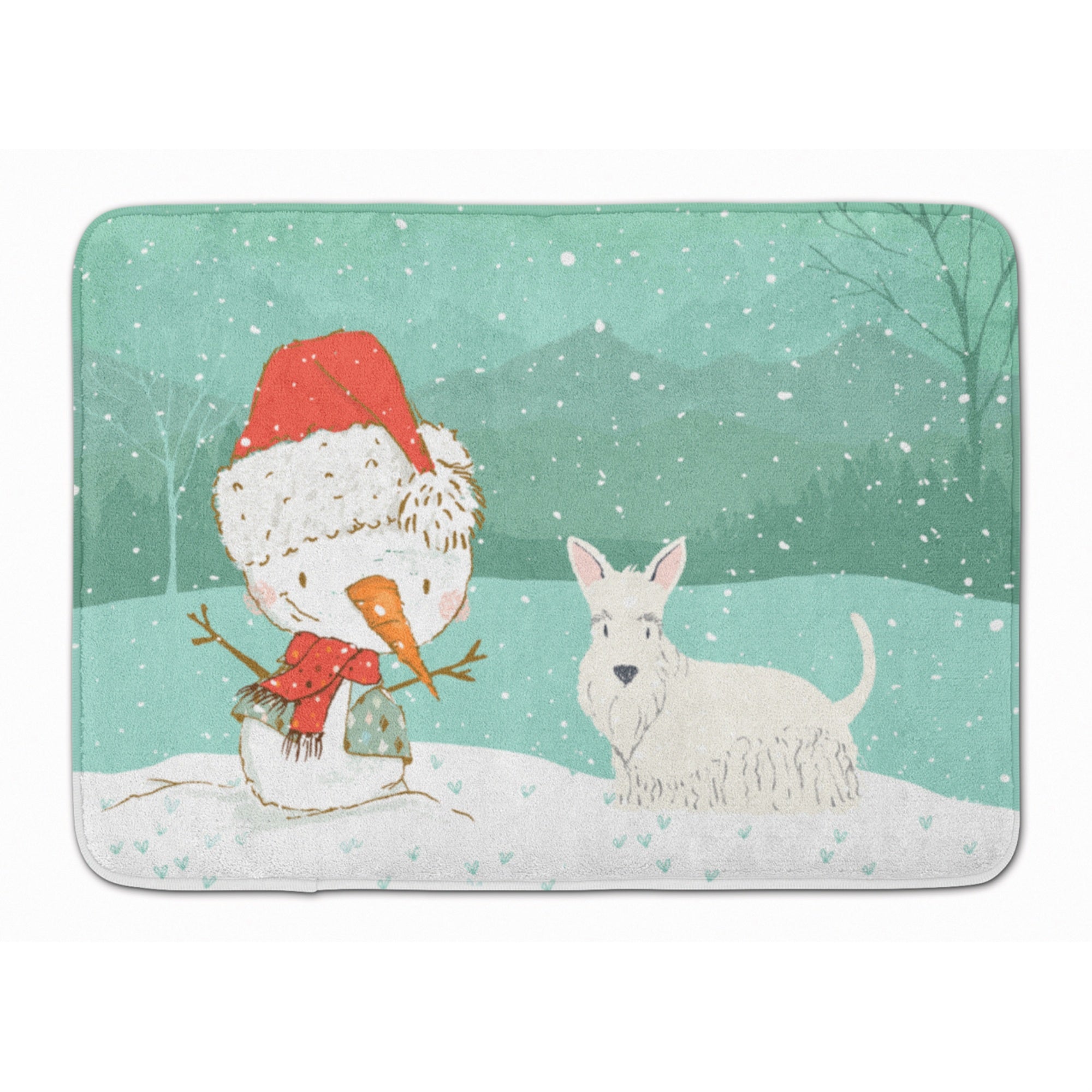 'Caroline'S Treasures Wheaten Scottish Terrier Snowman Christmas Machine Washable Memory Foam Mat, Multicolor''