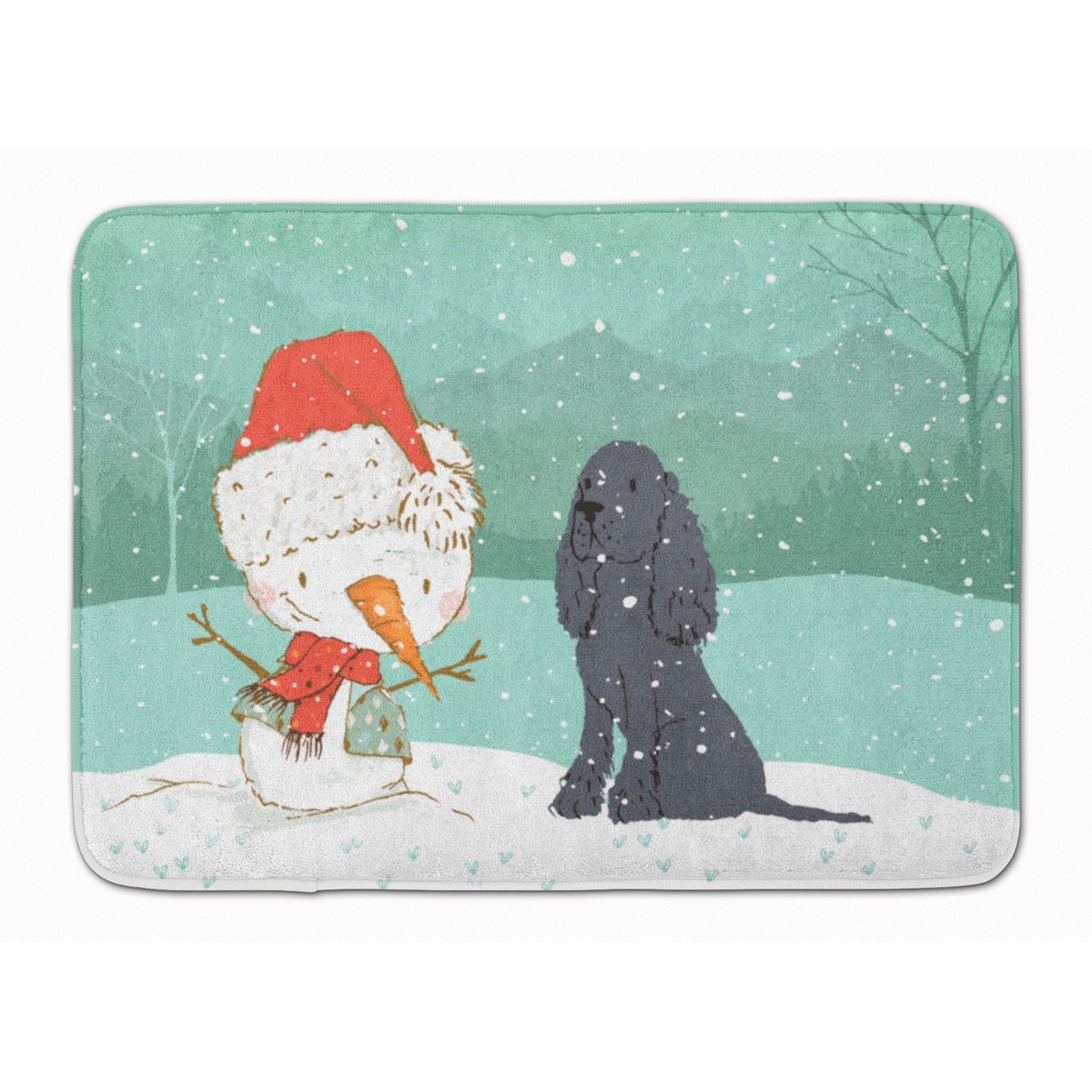 'Caroline'S Treasures Black Spaniel Snowman Christmas Machine Washable Memory Foam Mat, Multicolor''