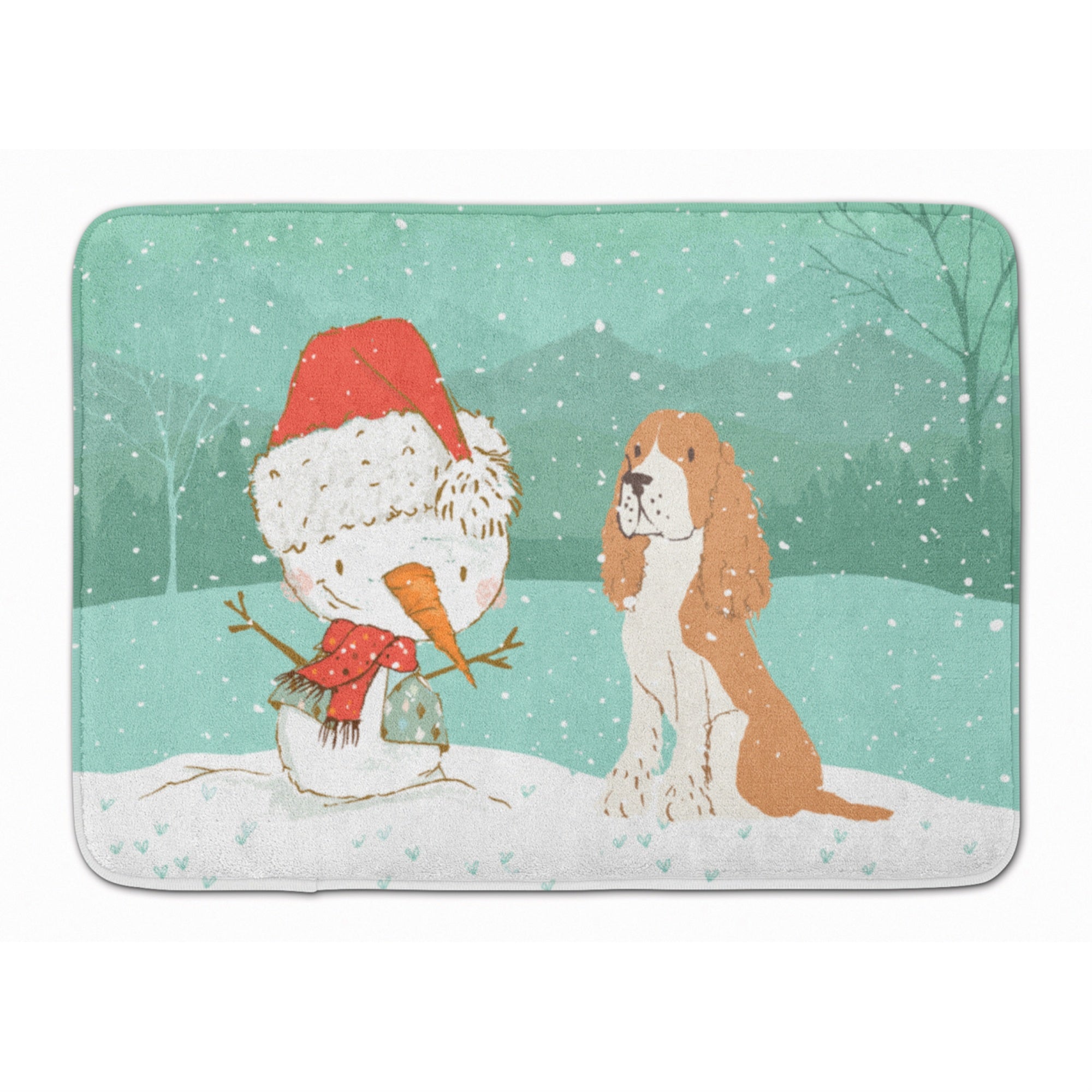 'Caroline'S Treasures Red Spaniel Snowman Christmas Machine Washable Memory Foam Mat, Multicolor''