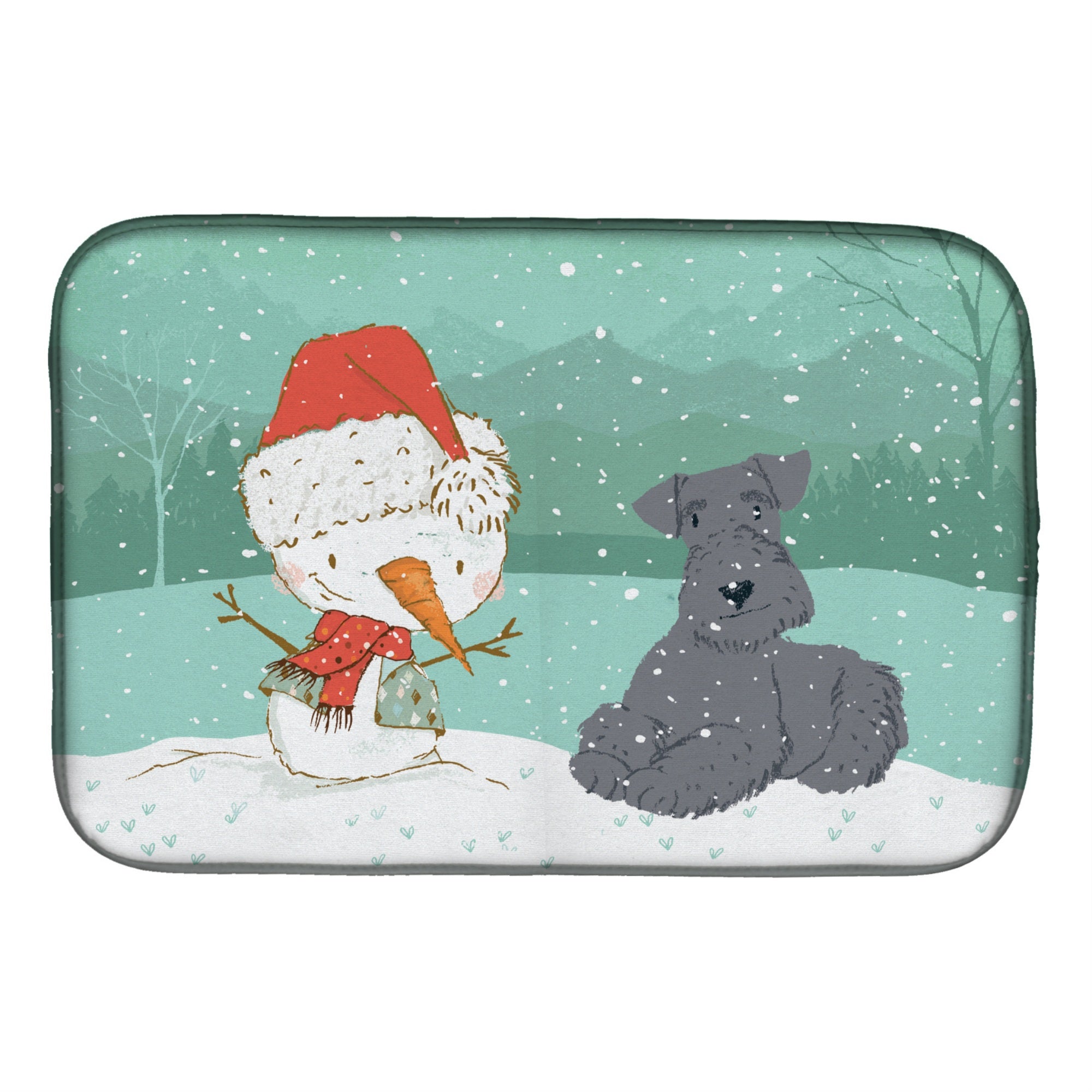 'Caroline'S Treasures Lakeland Terrier Snowman Christmas Dish Drying Mat, 14 X 21, Multicolor''
