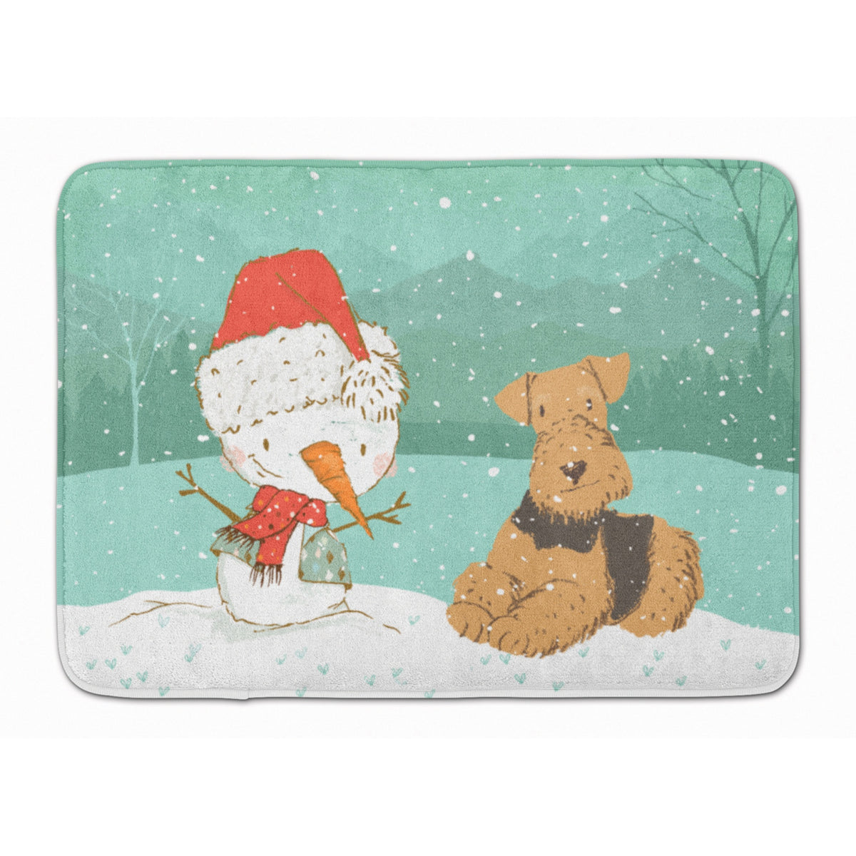 'Caroline'S Treasures Airedale Terrier Snowman Christmas Machine Washable Memory Foam Mat, Multicolor''