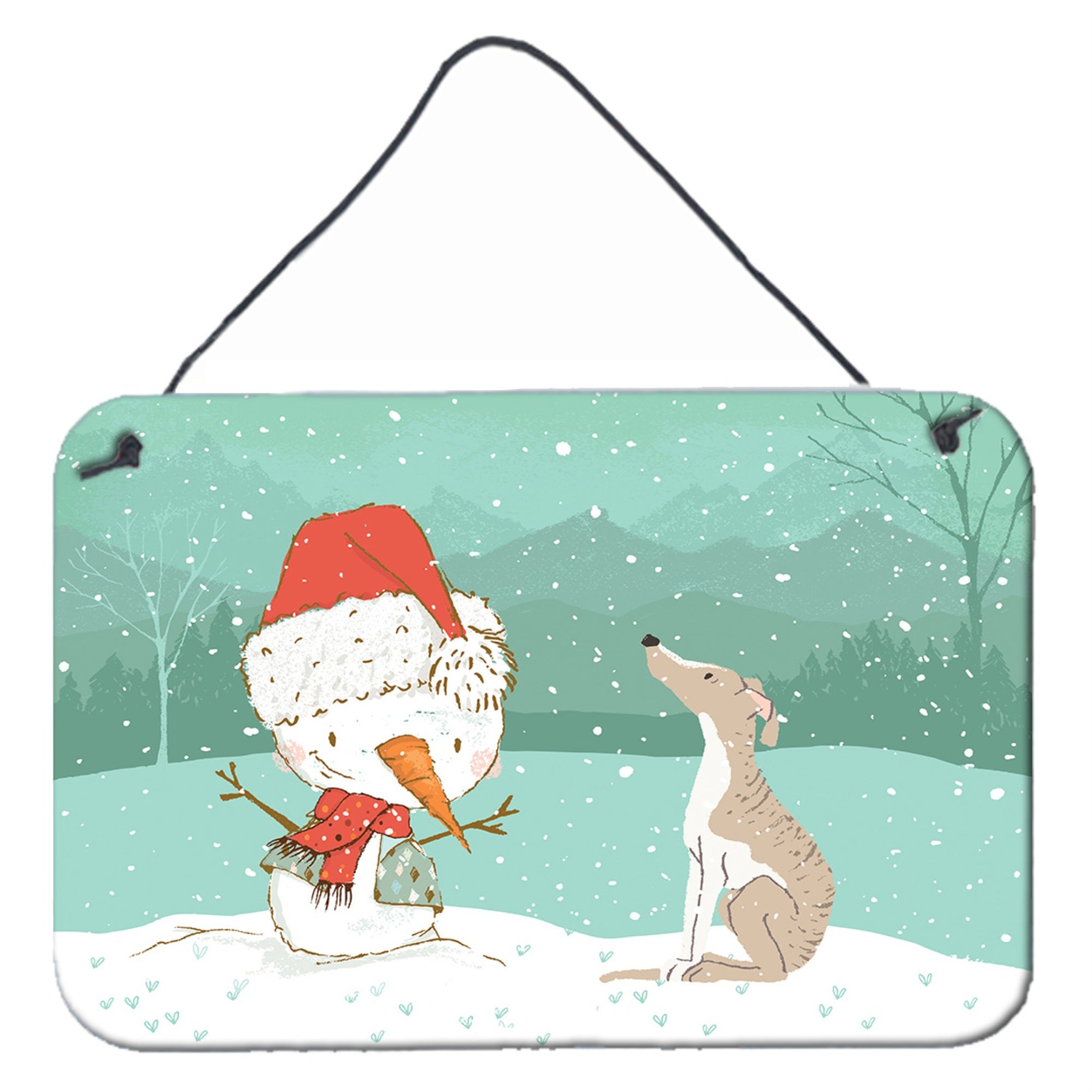 Caroline'S Treasures Snowman Whippet Christmas Wall Or Door Hanging Prints