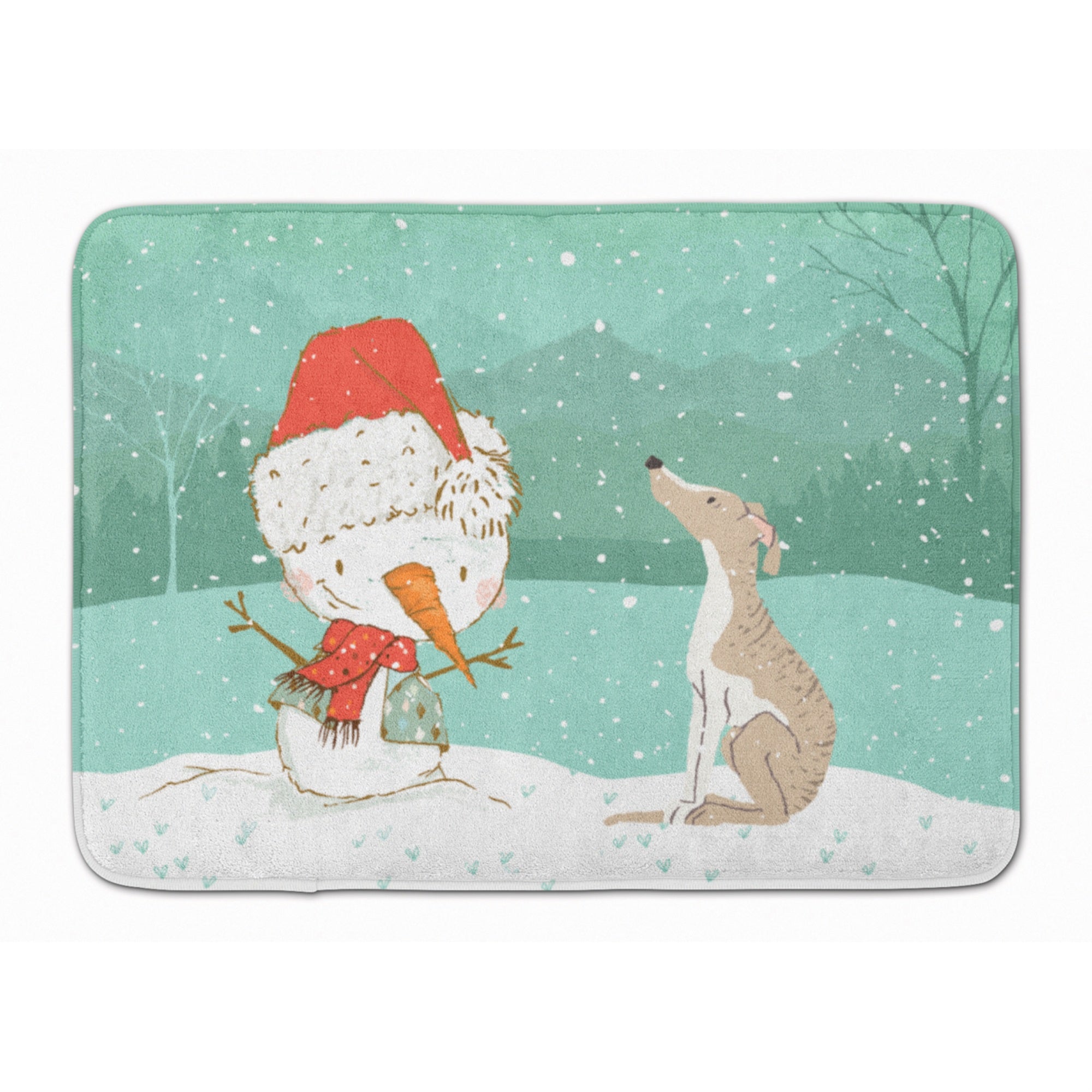 'Caroline'S Treasures Whippet Snowman Christmas Machine Washable Memory Foam Mat, Multicolor''