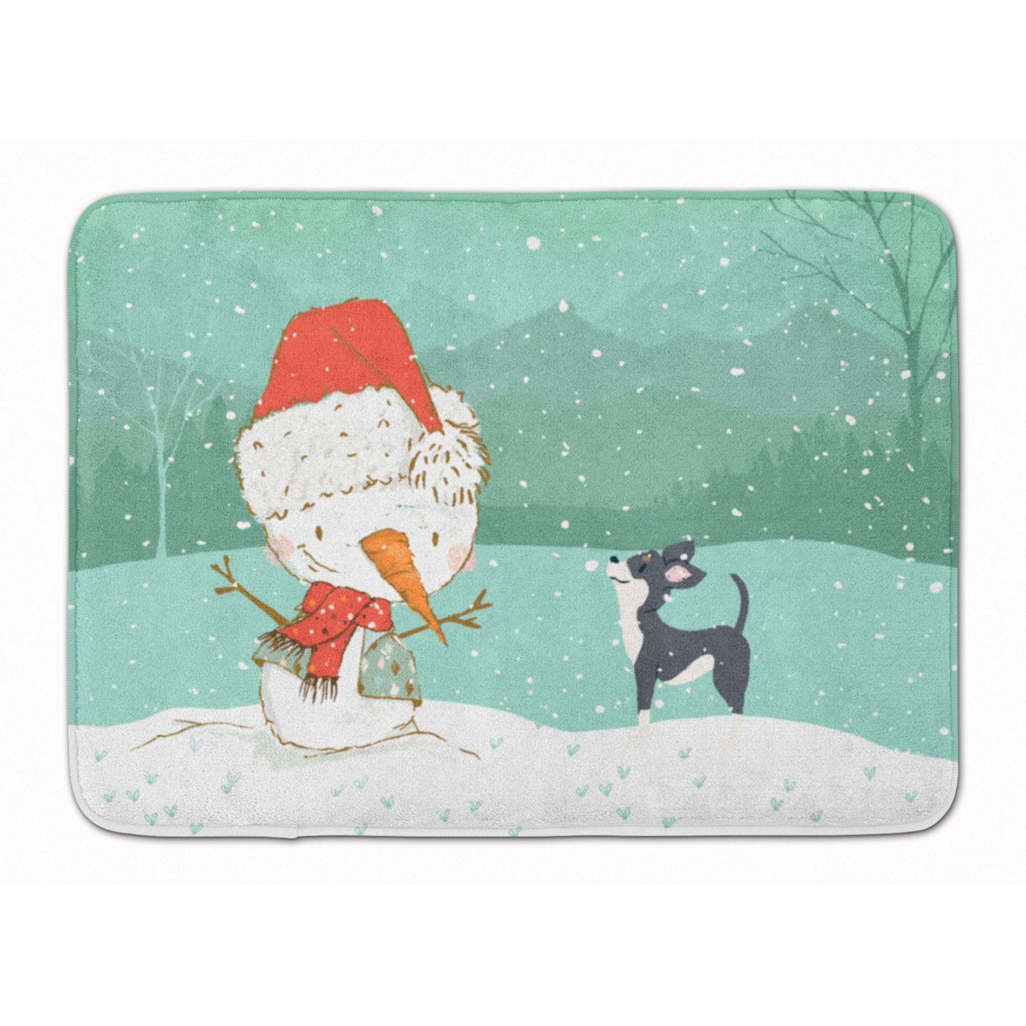 'Caroline'S Treasures Black Chihuahua Snowman Christmas Machine Washable Memory Foam Mat, Multicolor''