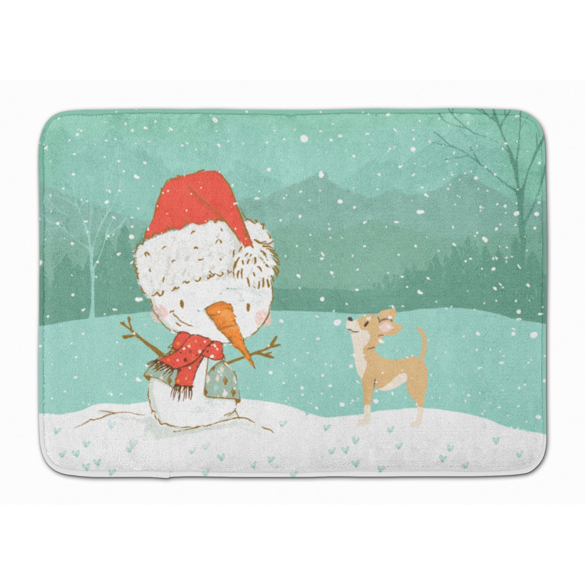 'Caroline'S Treasures Tan Chihuahua Snowman Christmas Machine Washable Memory Foam Mat, Multicolor''