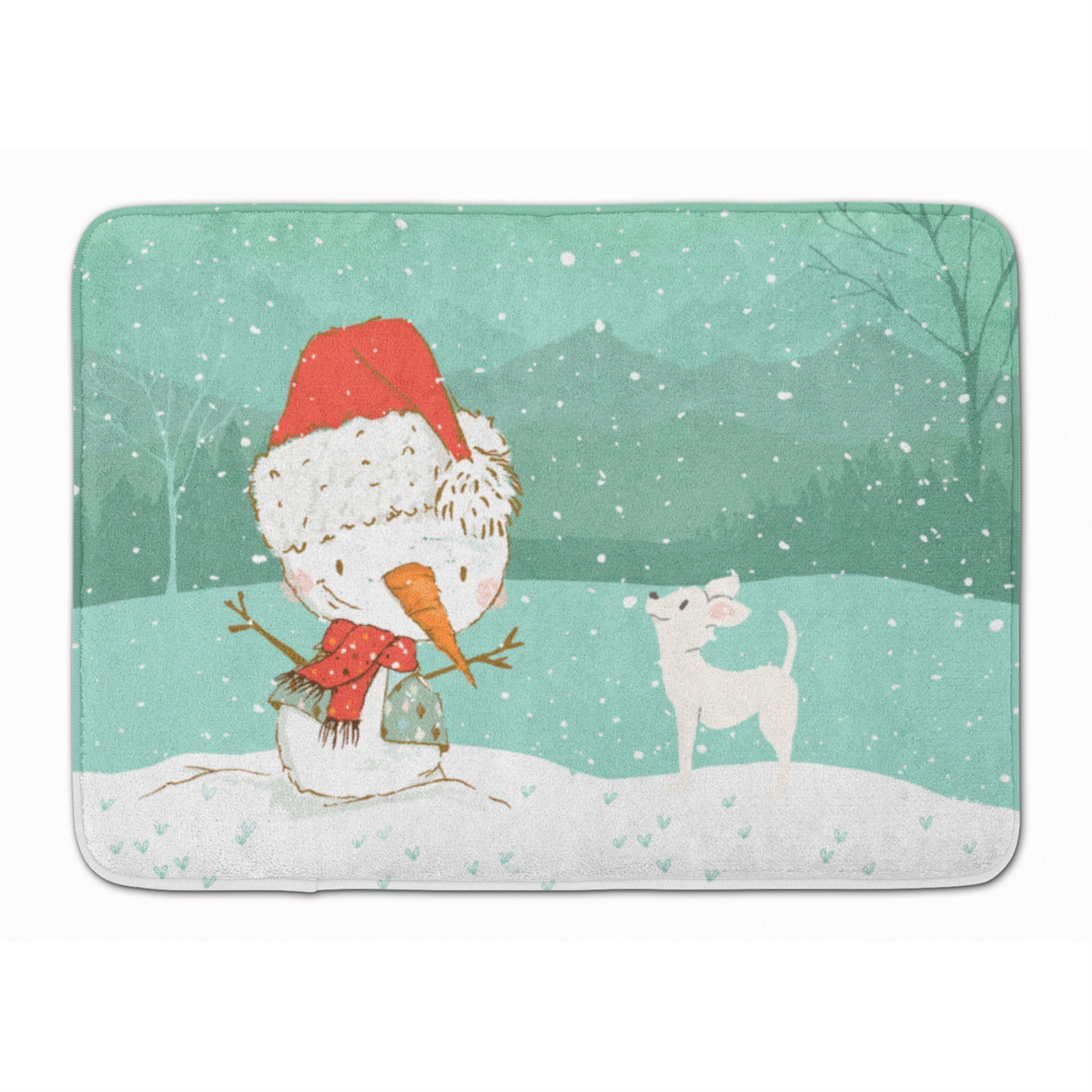 Caroline'S Treasures White Chihuahua Snowman Christmas Machine Washable Memory Foam Mat