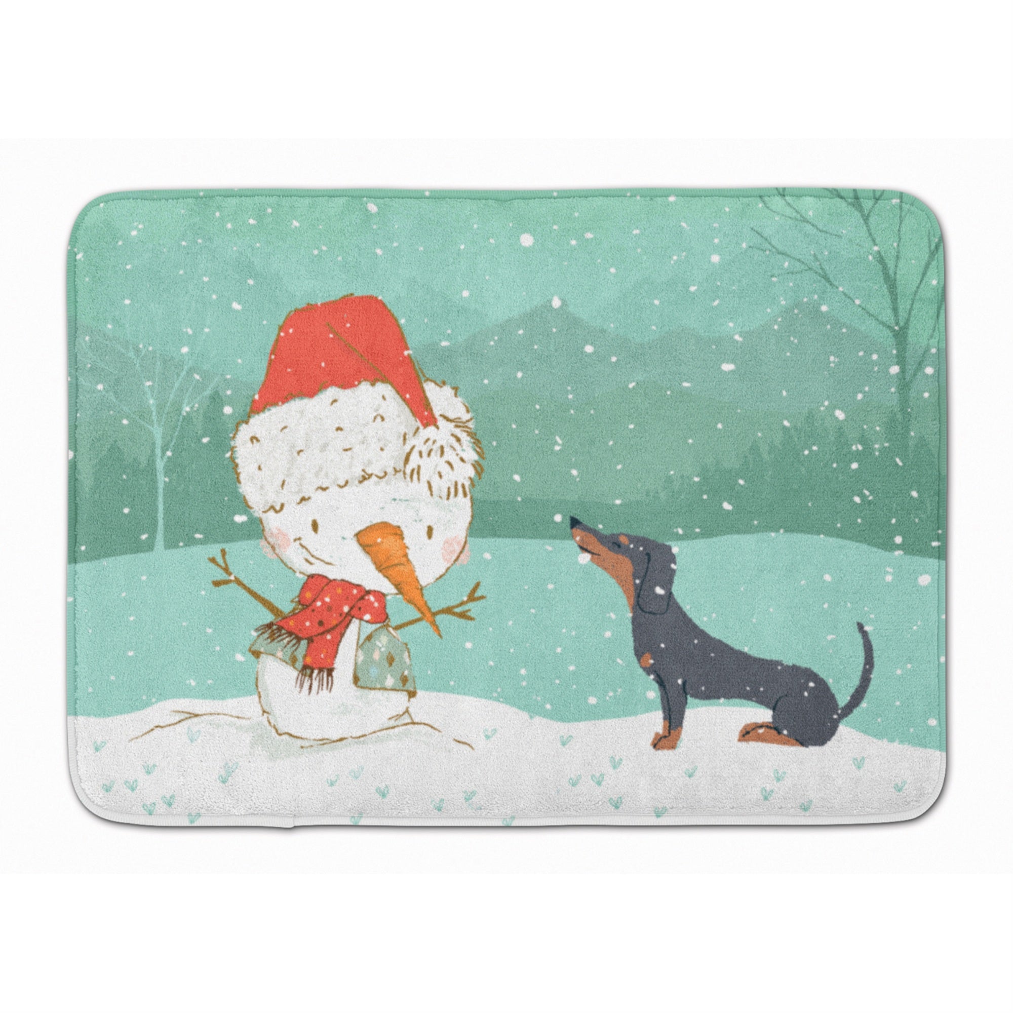 'Caroline'S Treasures Black Tan Dachshund Snowman Christmas Machine Washable Memory Foam Mat, Multicolor''