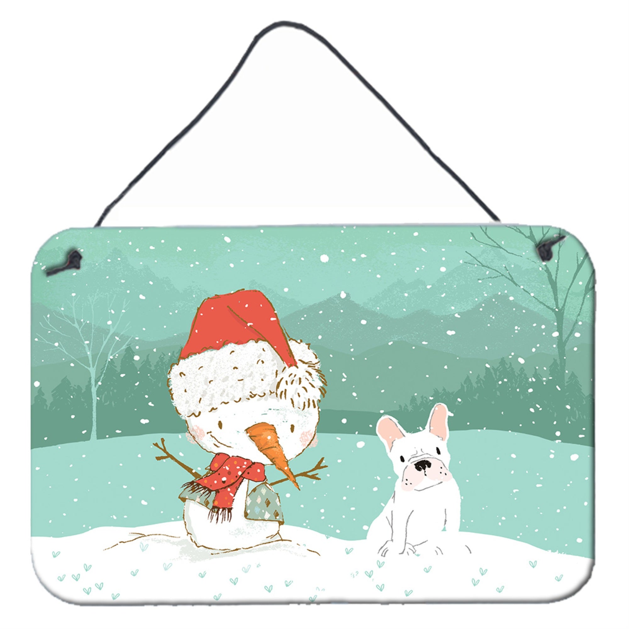 Caroline'S Treasures Snowman White French Bulldog Christmas Wall Or Door Hanging Prints