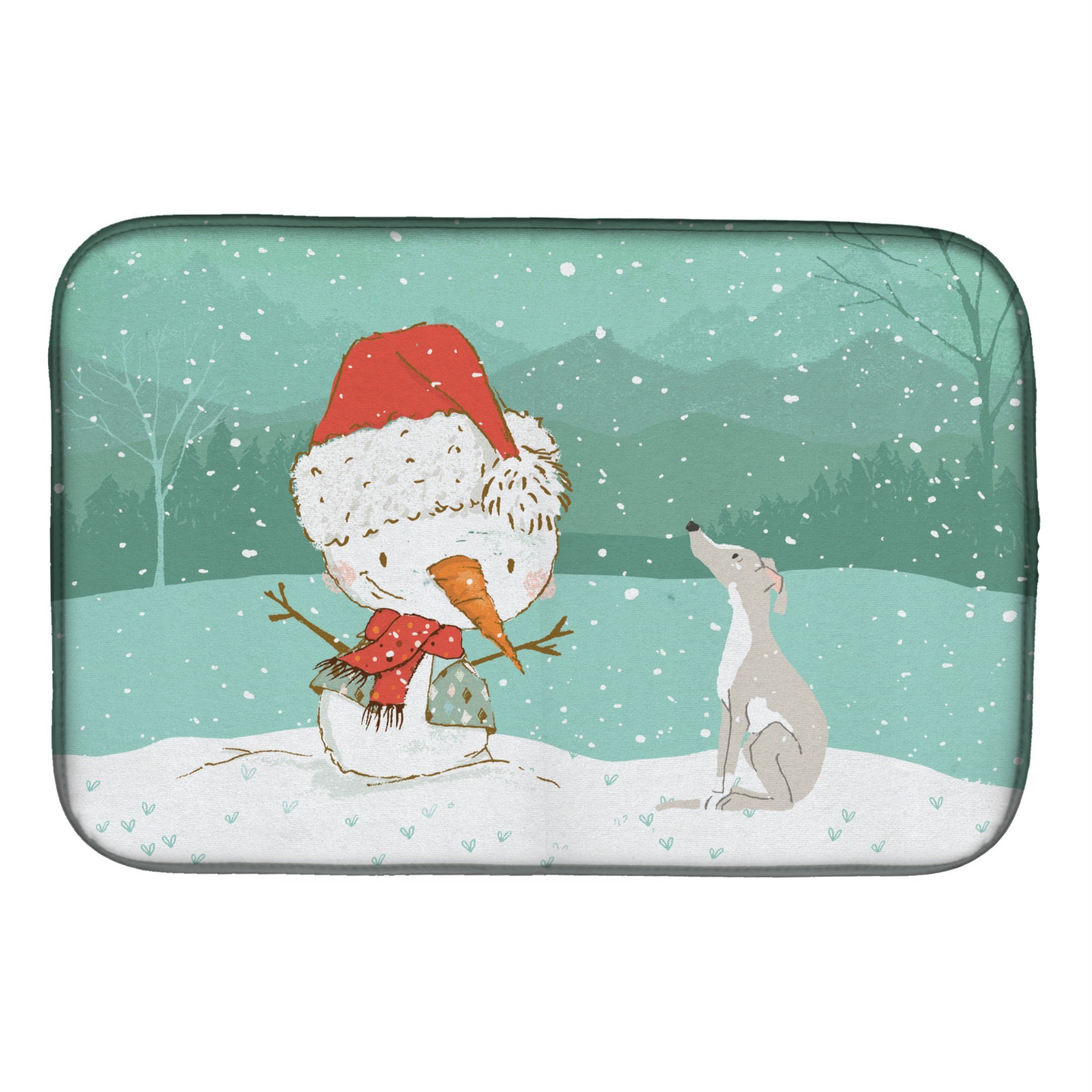 'Caroline'S Treasures Italian Greyhound Snowman Christmas Dish Drying Mat, 14 X 21, Multicolor''