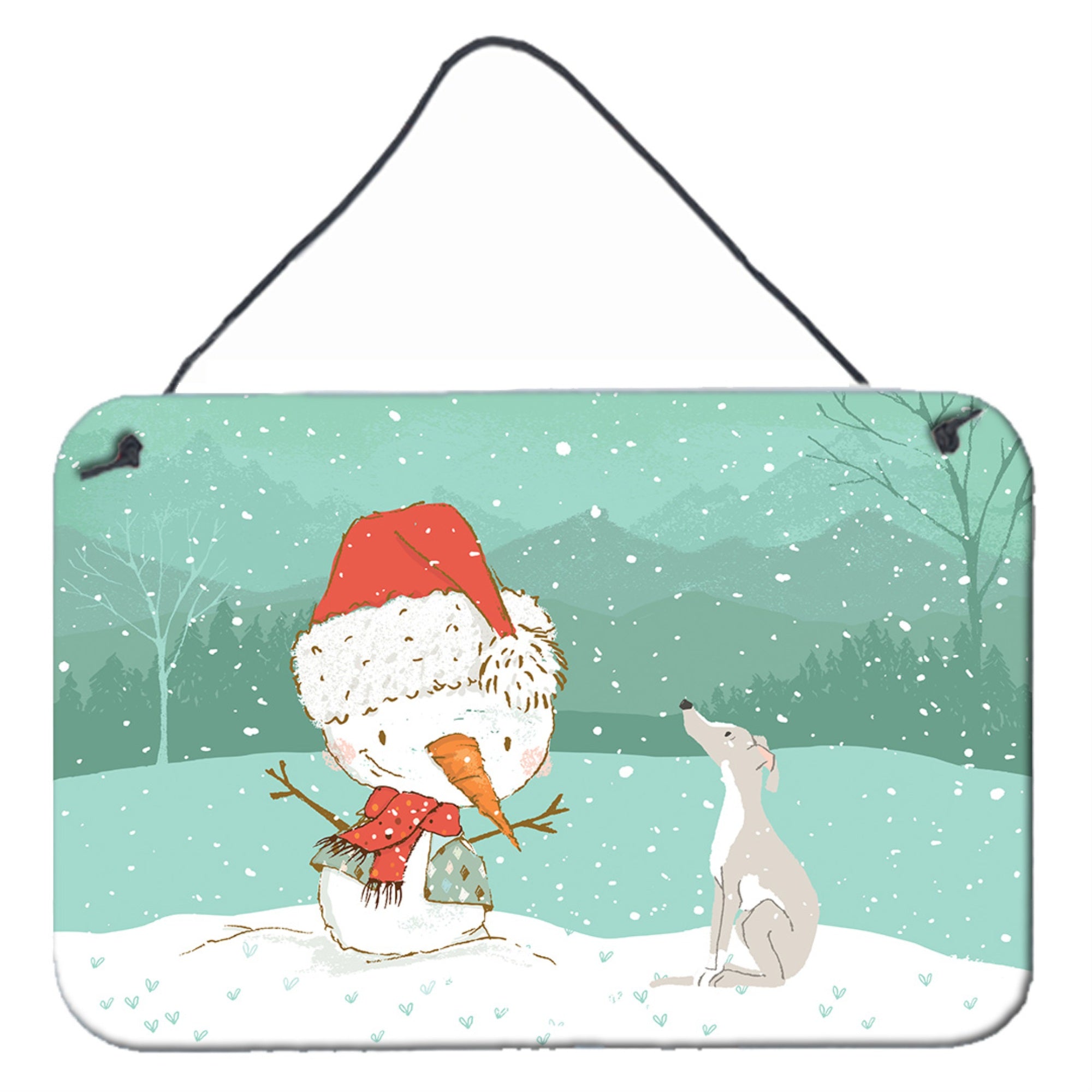 Caroline'S Treasures Snowman Italian Greyhound Christmas Wall Or Door Hanging Prints