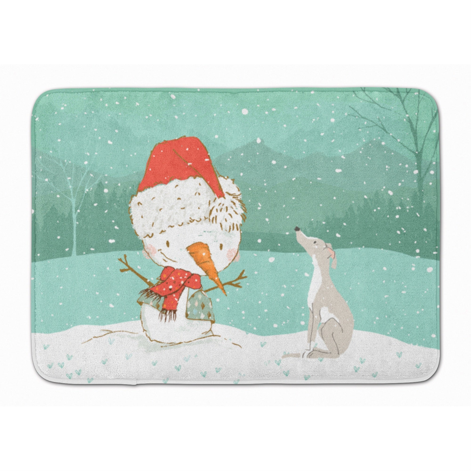 'Caroline'S Treasures Italian Greyhound Snowman Christmas Machine Washable Memory Foam Mat, Multicolor''