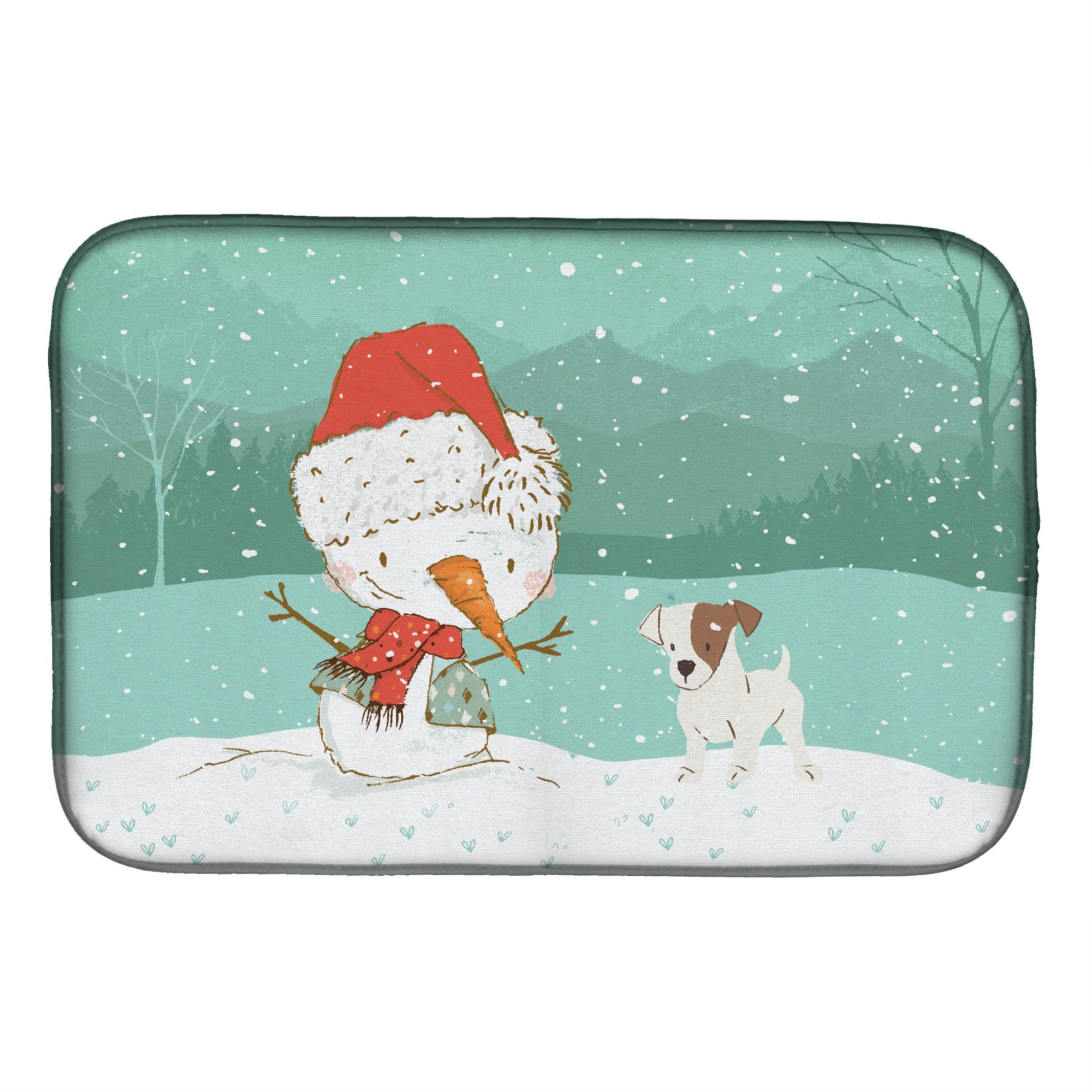 'Caroline'S Treasures Jack Russell Terrier Snowman Christmas Dish Drying Mat, 14 X 21''
