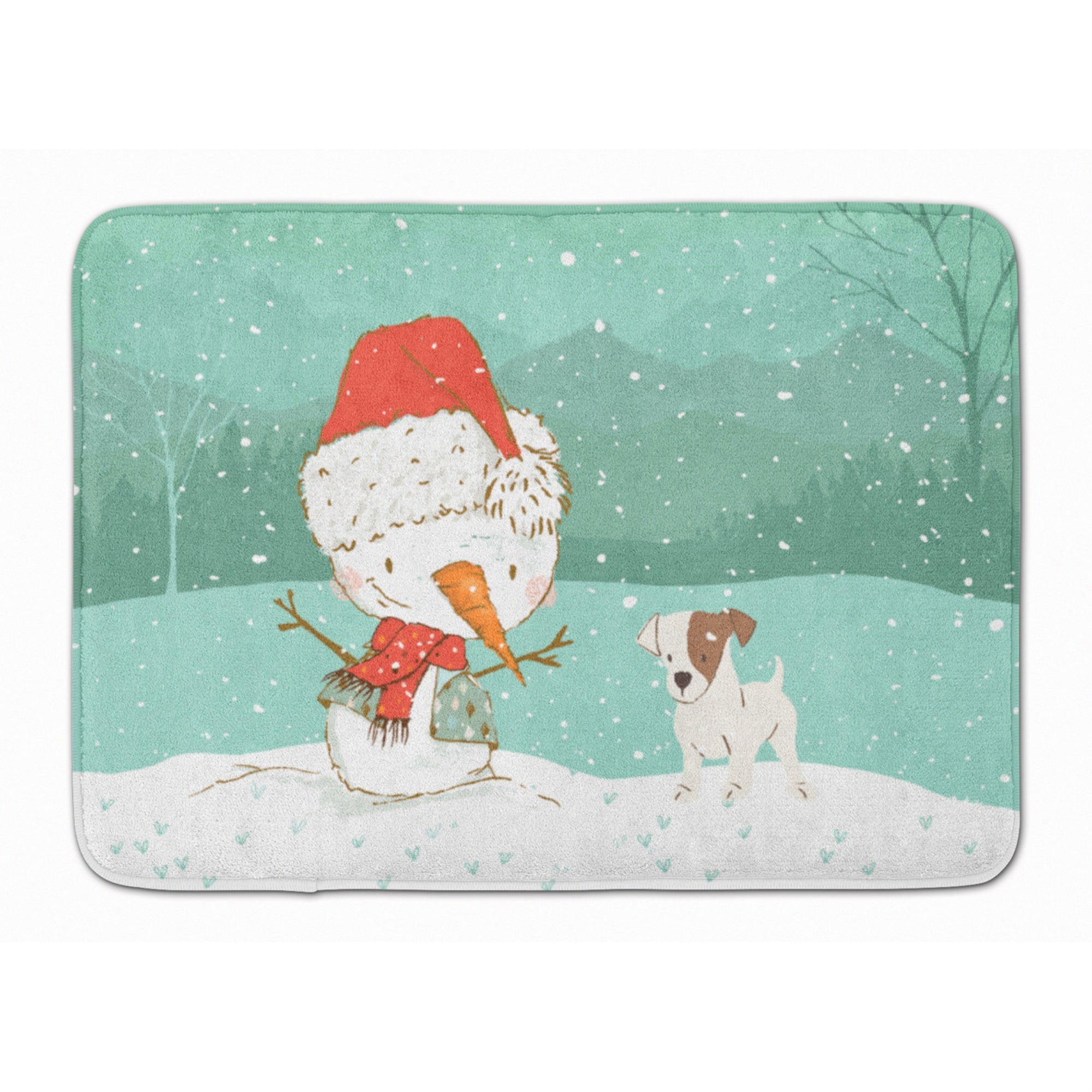 'Caroline'S Treasures Jack Russell Terrier Snowman Christmas Machine Washable Memory Foam Mat, Multicolor''