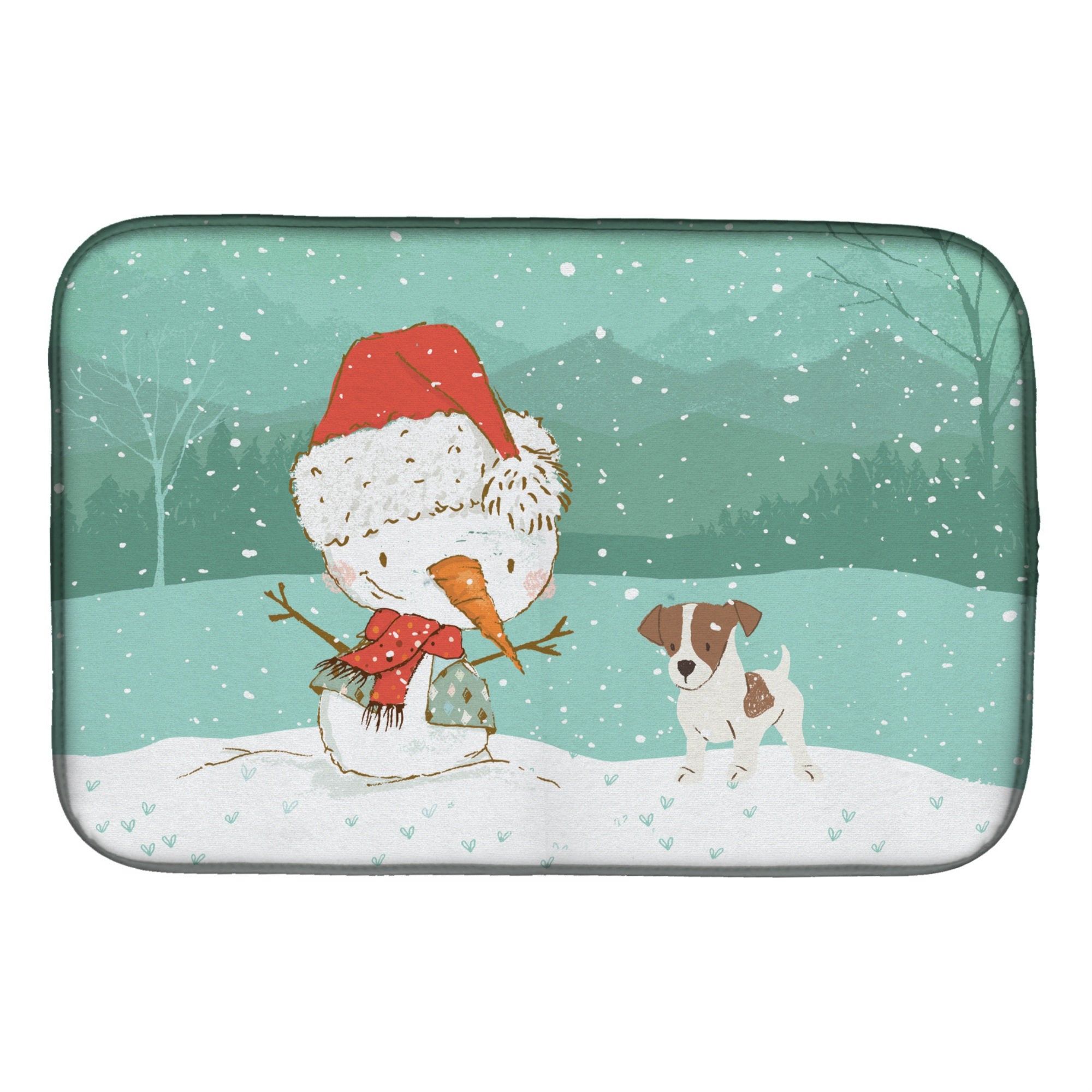 'Caroline'S Treasures Jack Russell Terrier #2 Snowman Christmas Dish Drying Mat, 14 X 21''